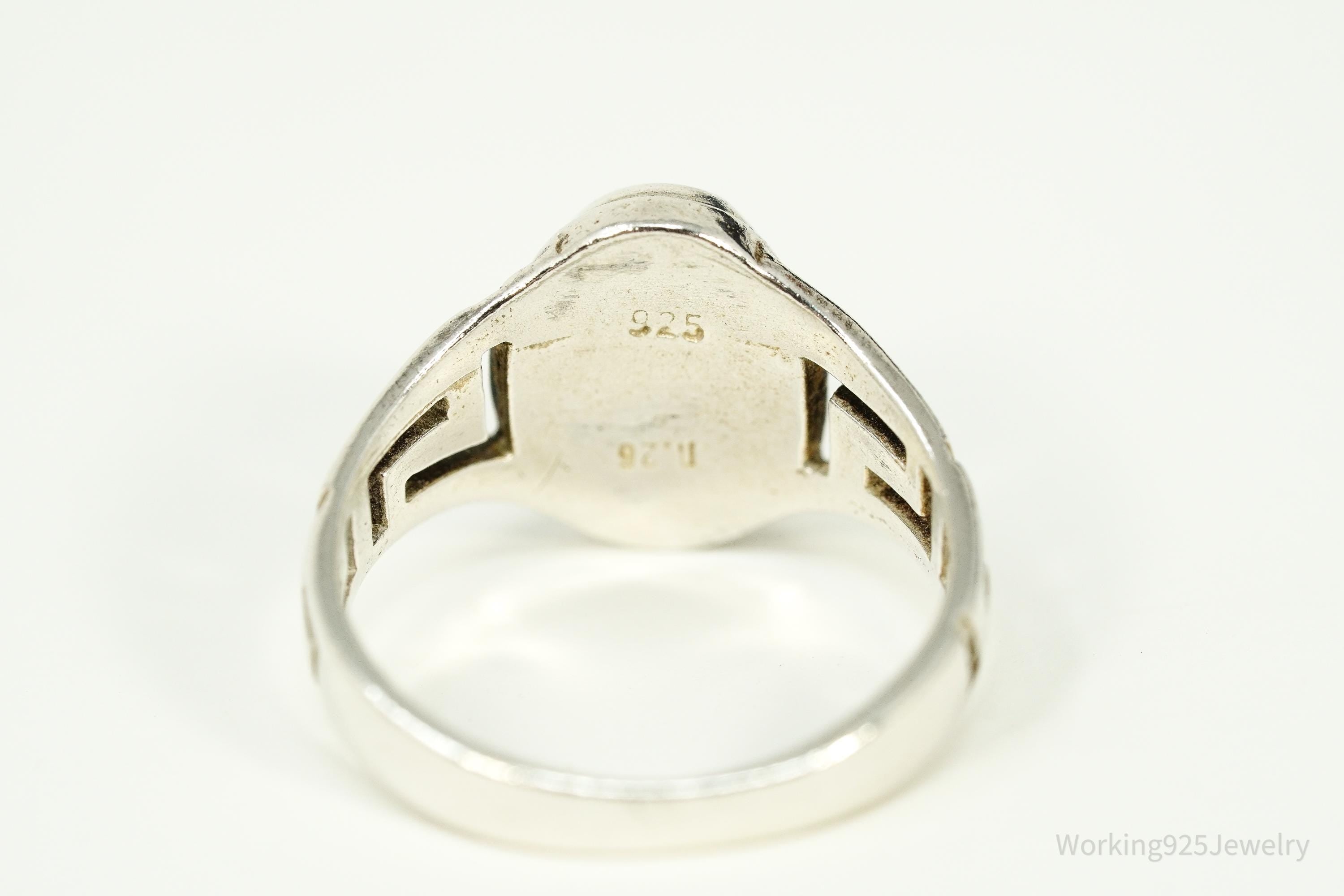 Vintage Blue Lapis Lazuli Sterling Silver Ring - Size 7.5