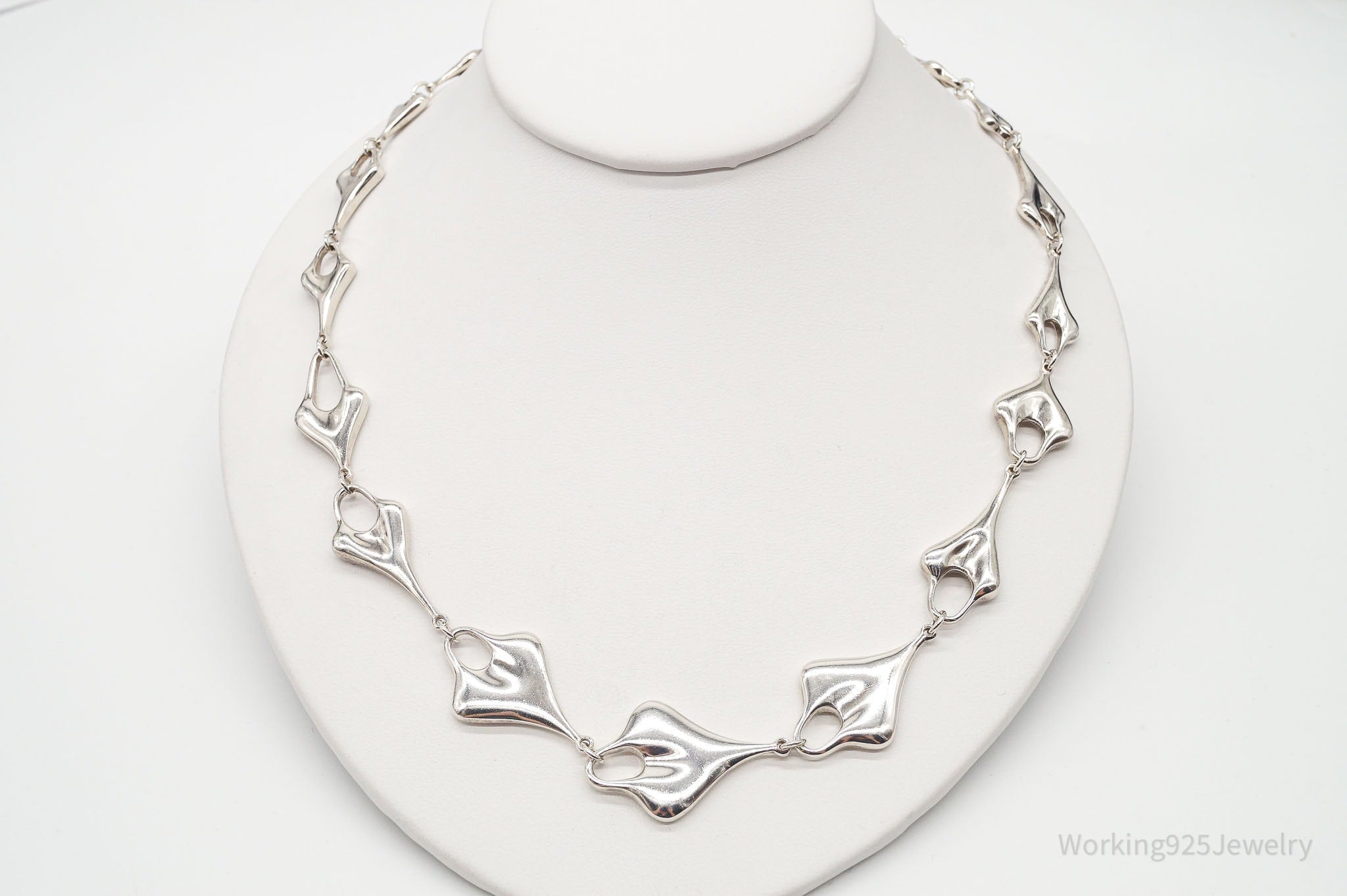 VTG Designer RLM Studio Linked Hearts Modernist Sterling Silver Necklace