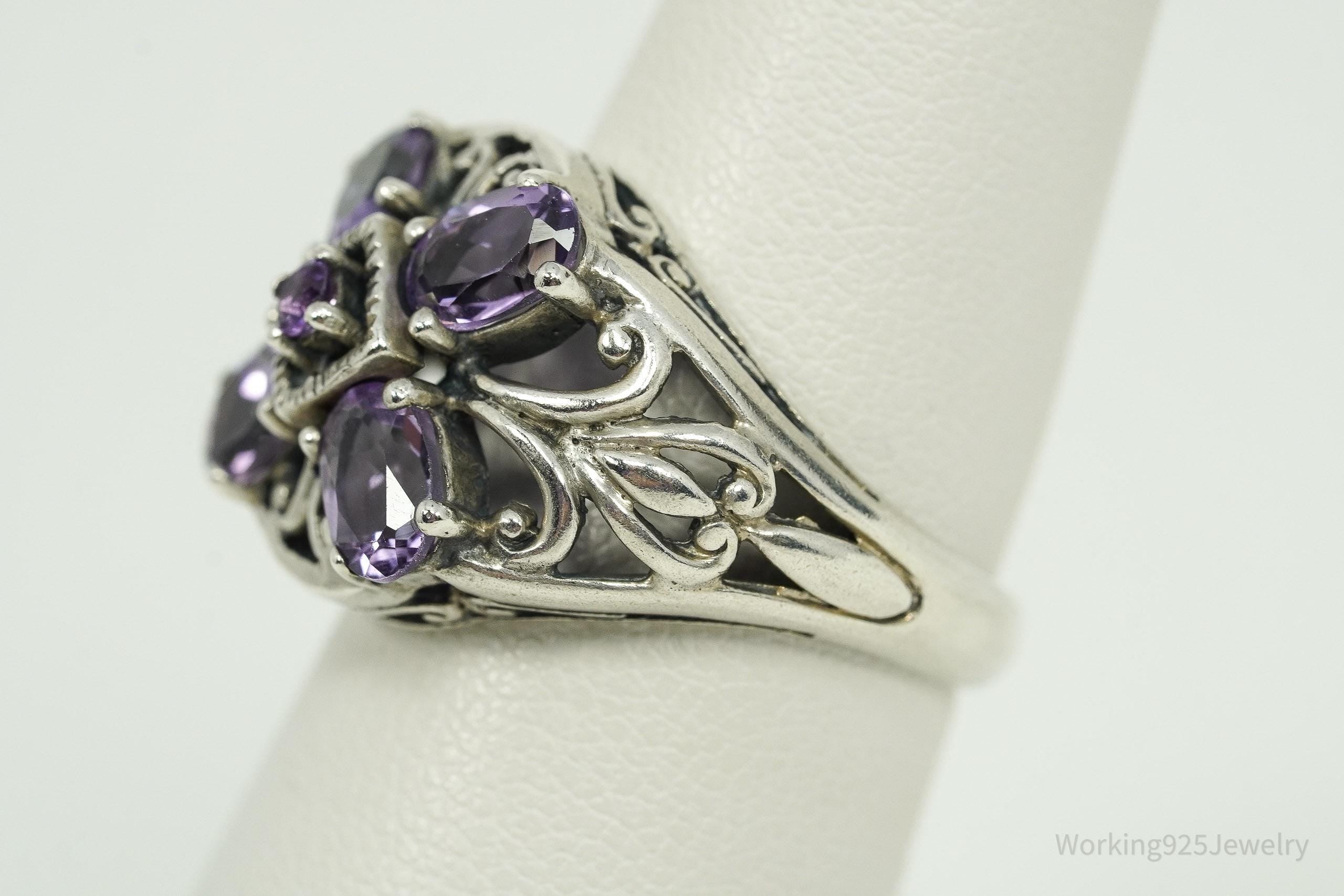 Vintage Amethyst Sterling Silver Ring - Size 7