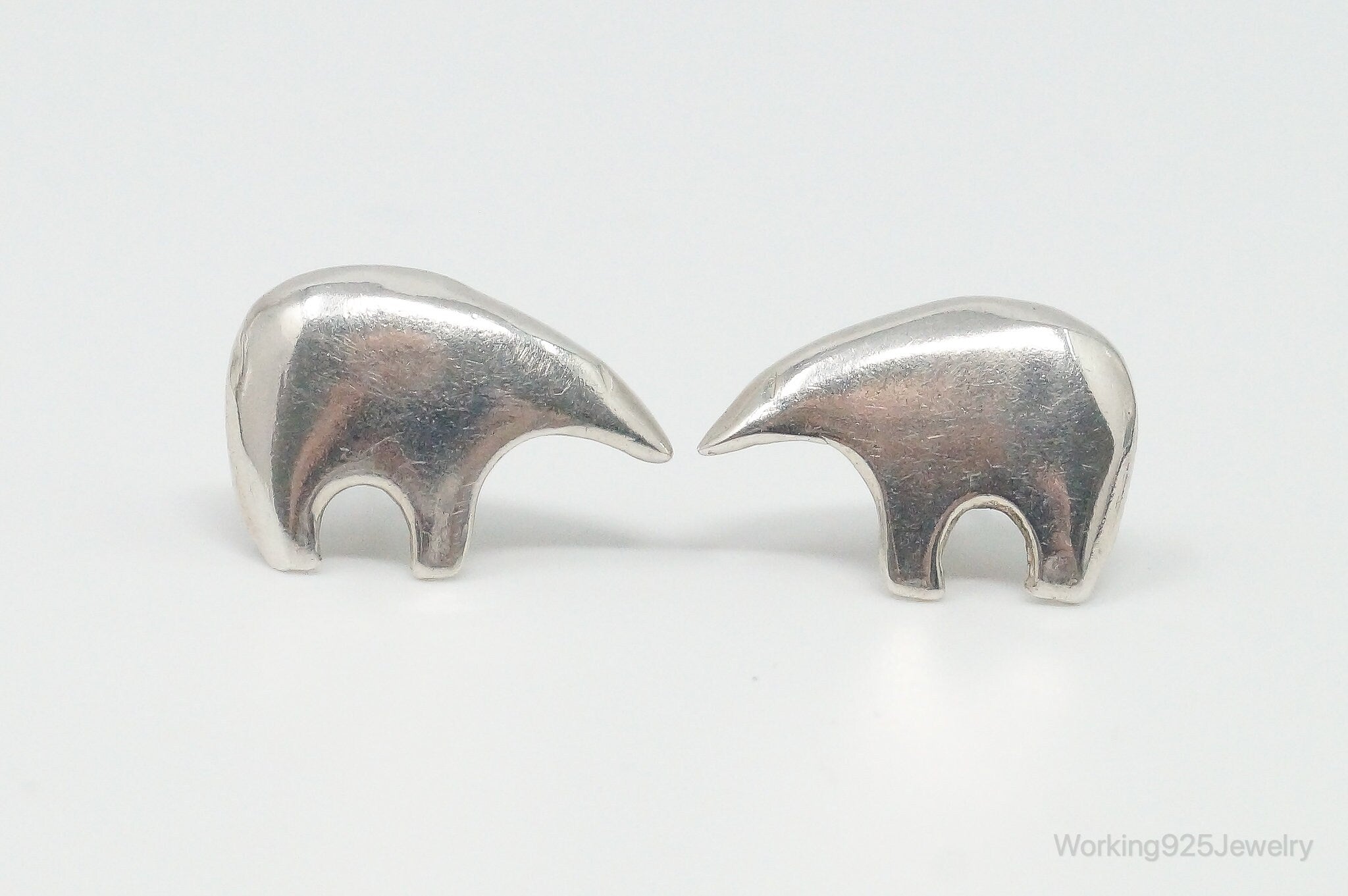 Vintage Native American Unsigned Bear Sterling Silver Earrings