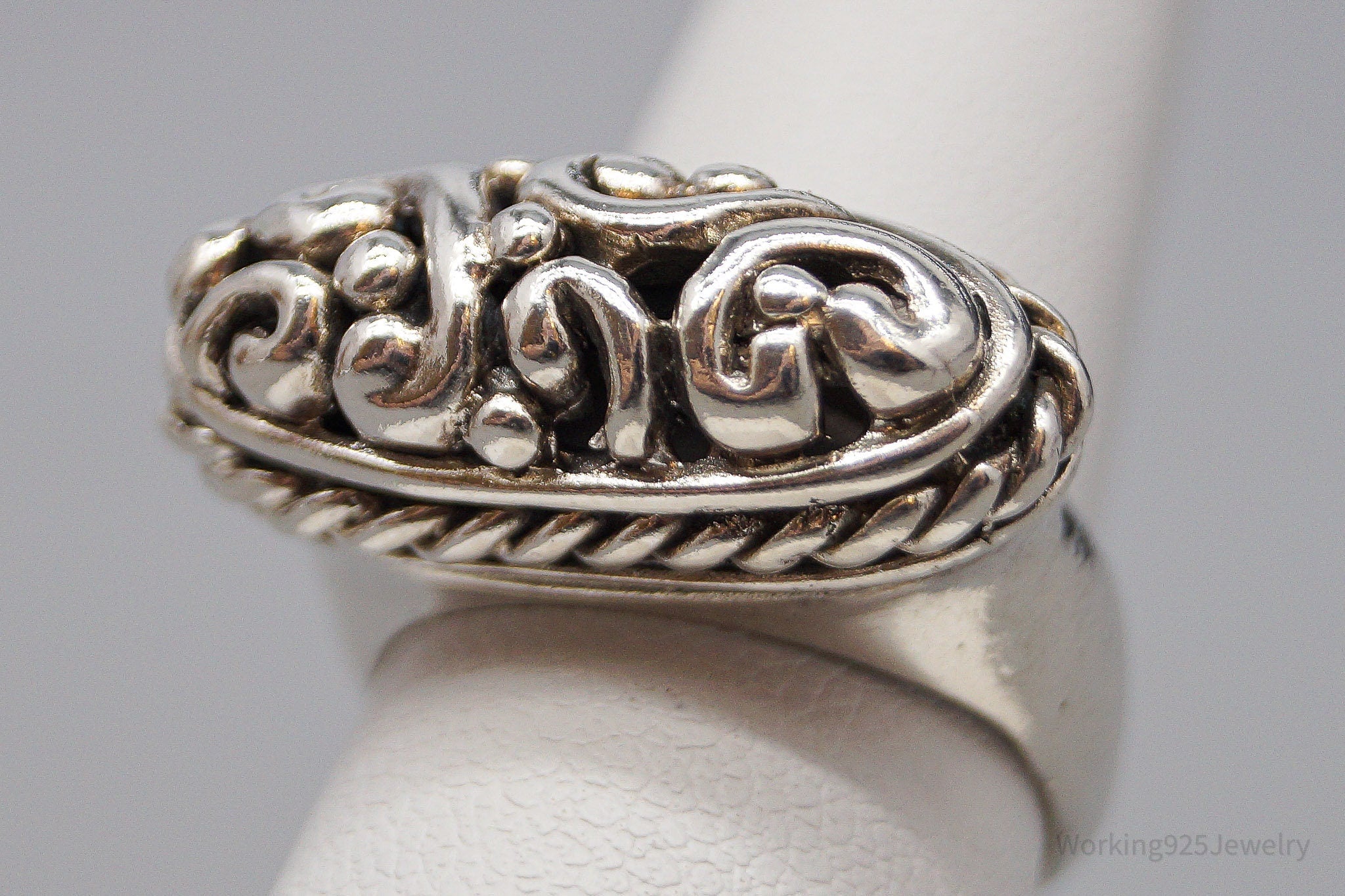 Vintage Puffy Swirls & Scrolls Sterling Silver Ring - Size 6