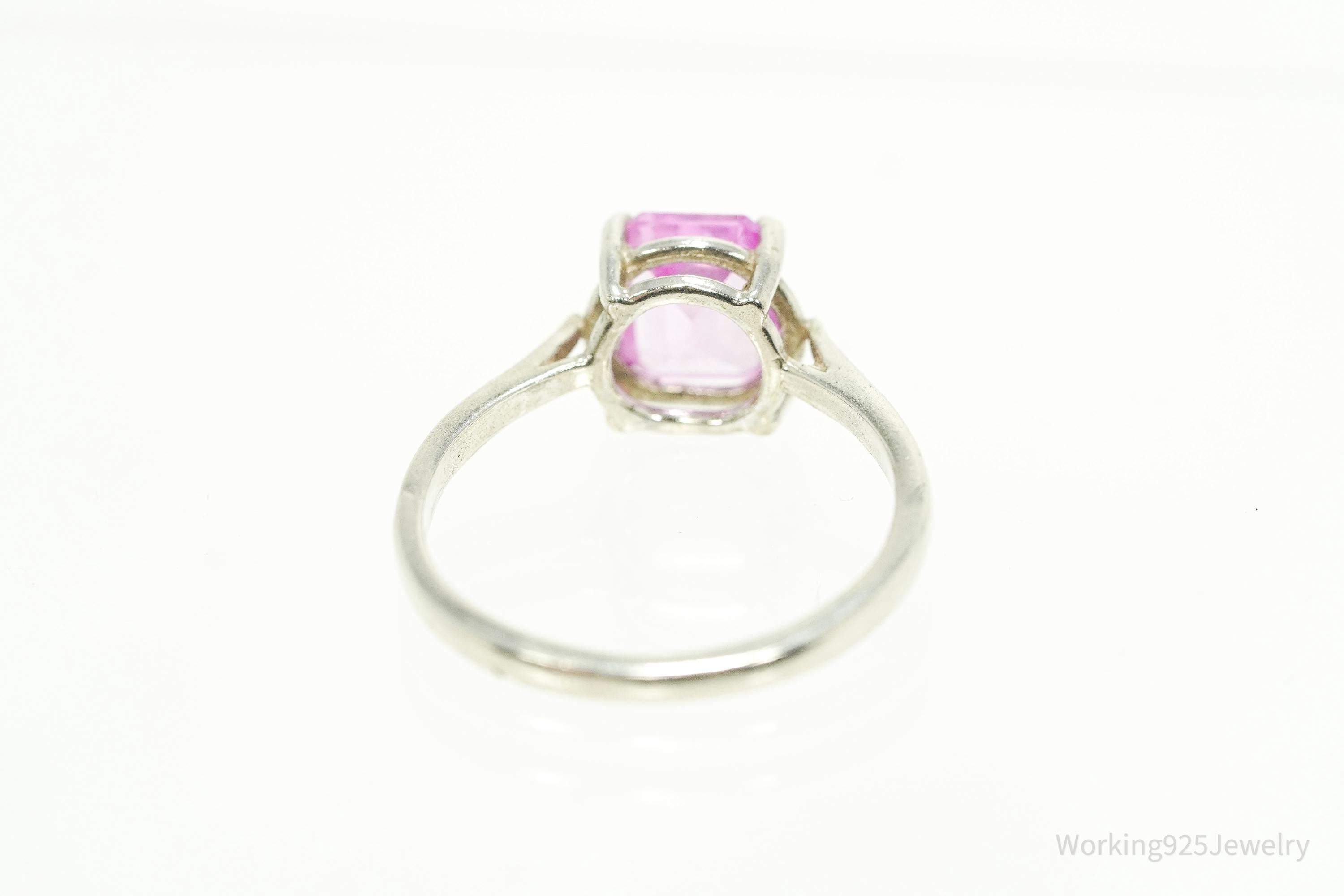 Vintage Pink Sapphire Sterling Silver Ring - Size 8