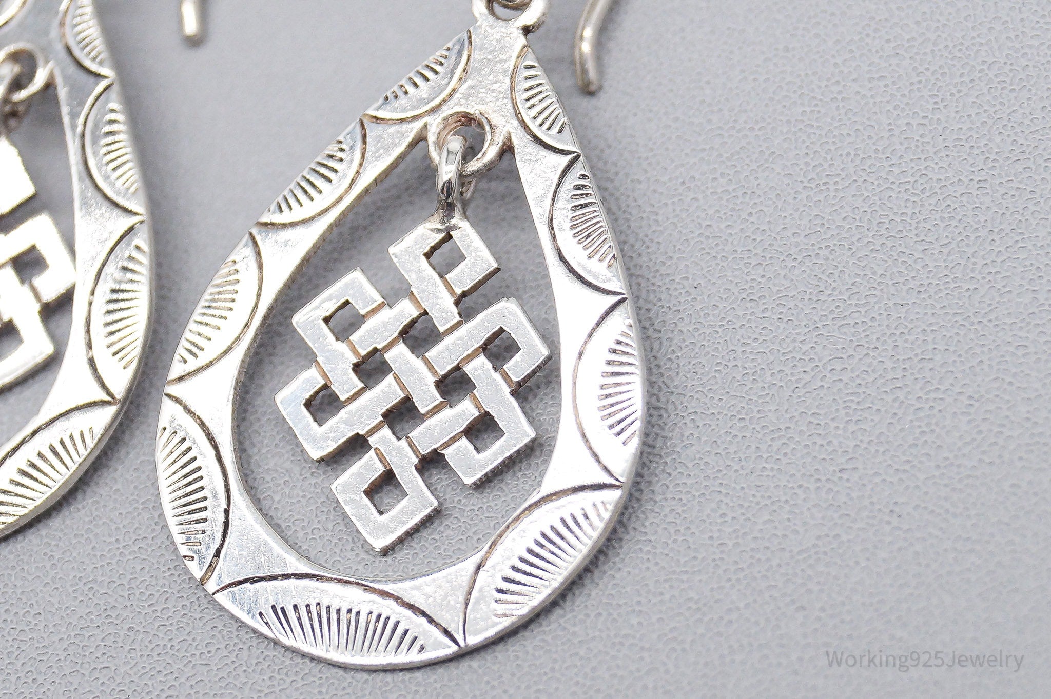 Vintage Eternal Endless Knot Sterling Silver Earrings