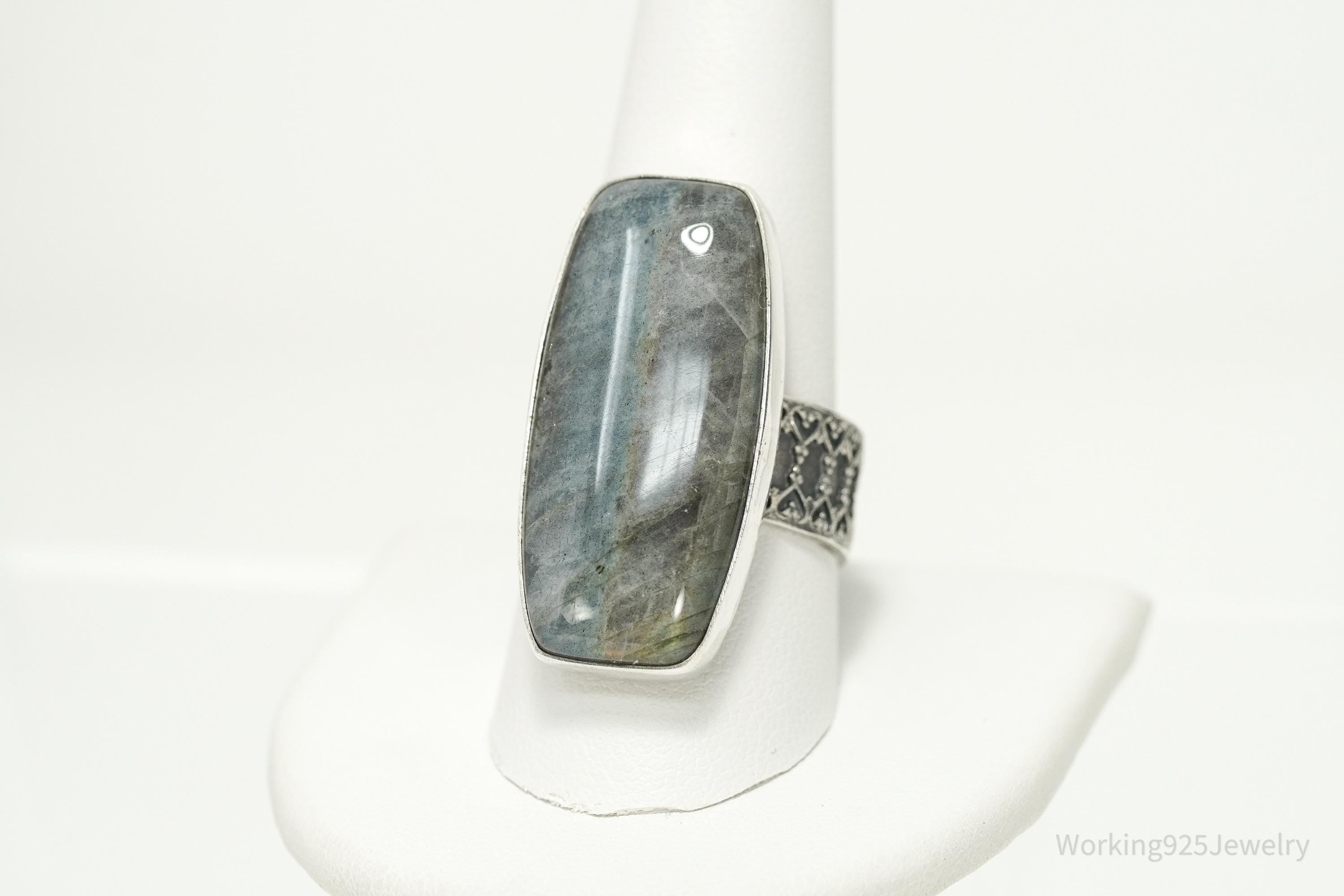 Jay King Desert Rose Labradorite Rainbow Flash Sterling Silver Ring - Size 10