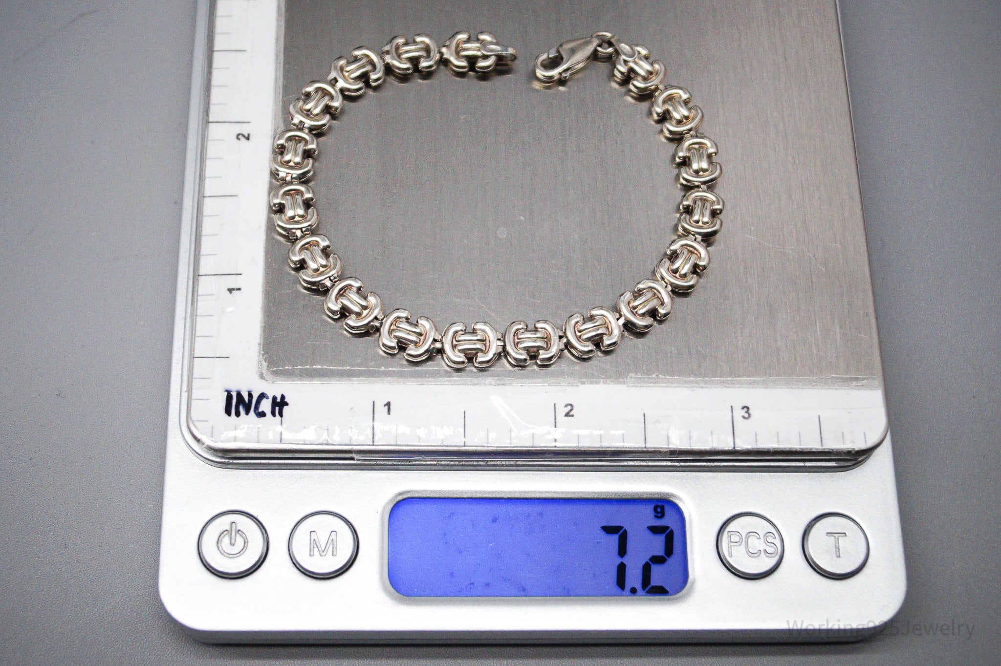Vintage Italian Designer Sterling Silver Bracelet - 7 3/8"