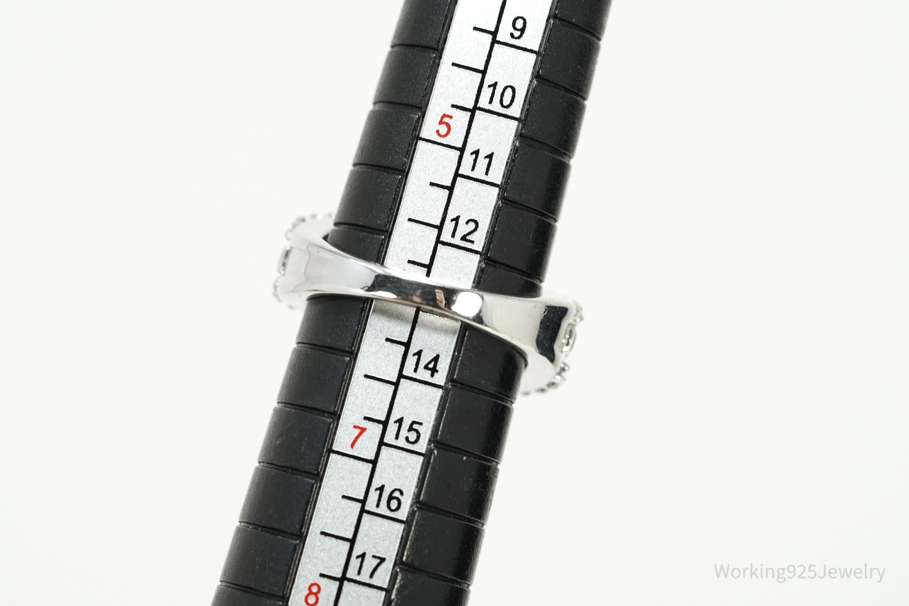 Vintage Cubic Zirconia Cluster Cocktail Sterling Silver Ring - Size 6