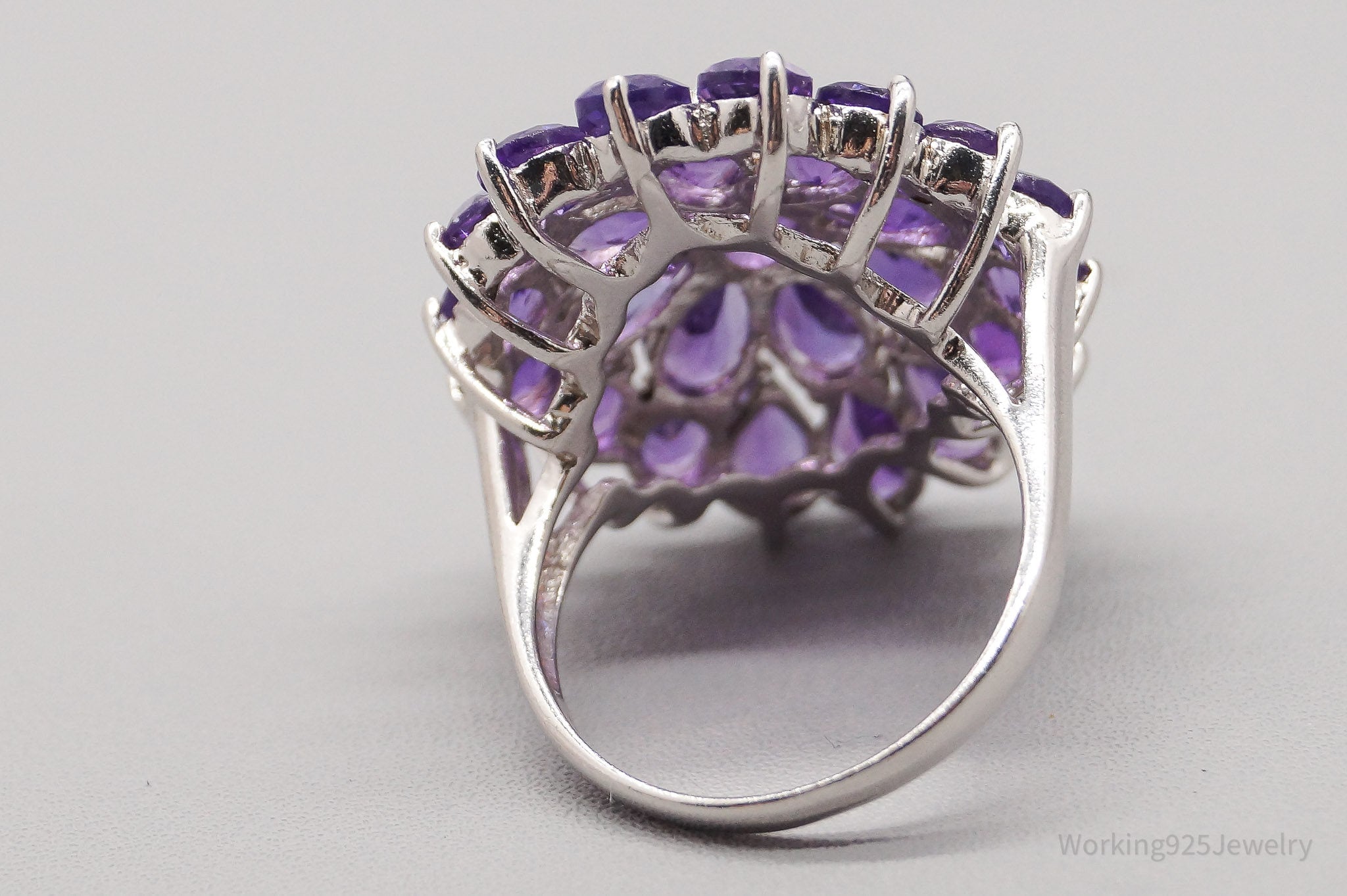 Vintage Amethyst Sterling Silver Ring - Size 8.25