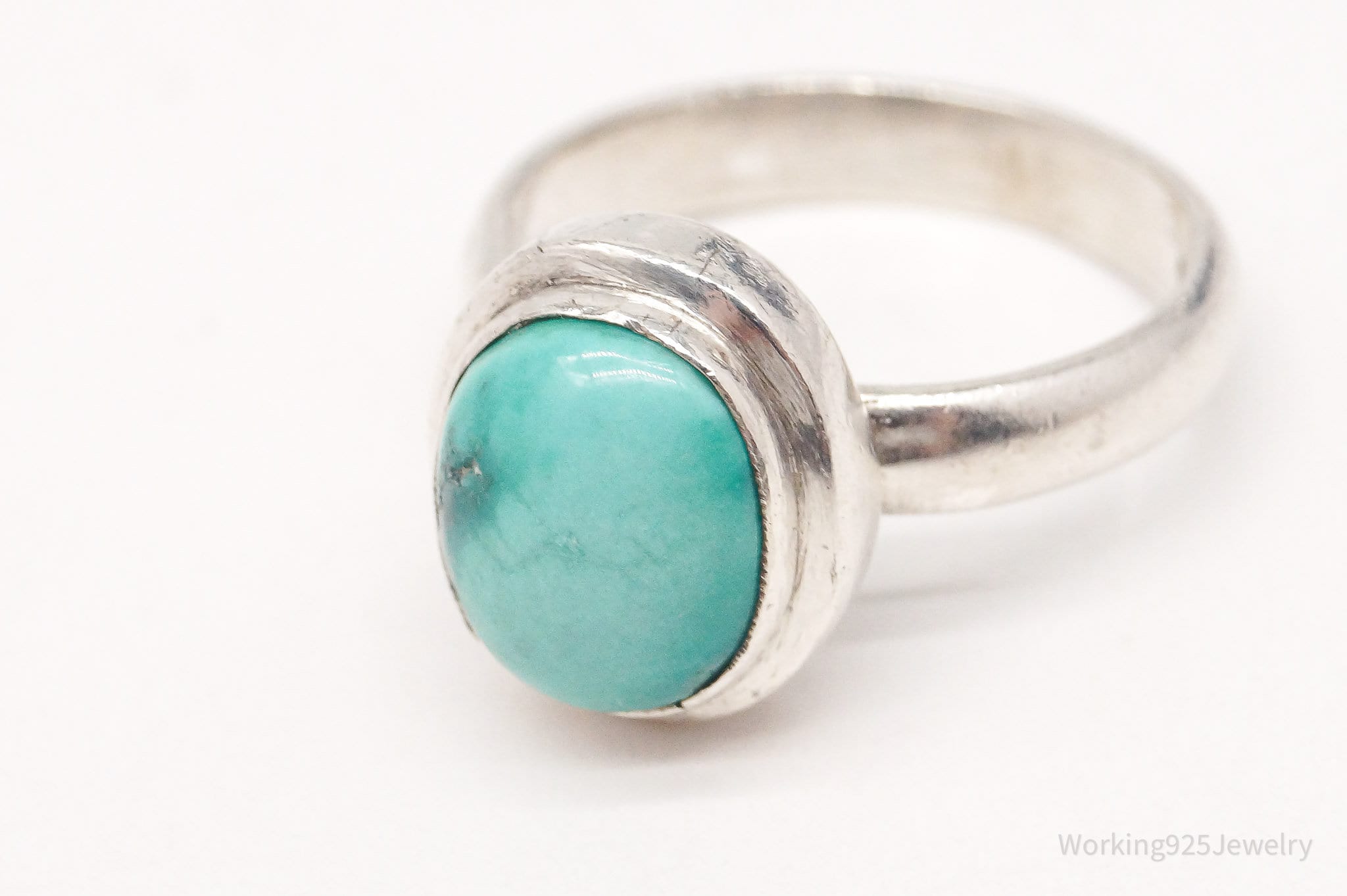 Vintage Turquoise Sterling Silver Ring - Size 6.75