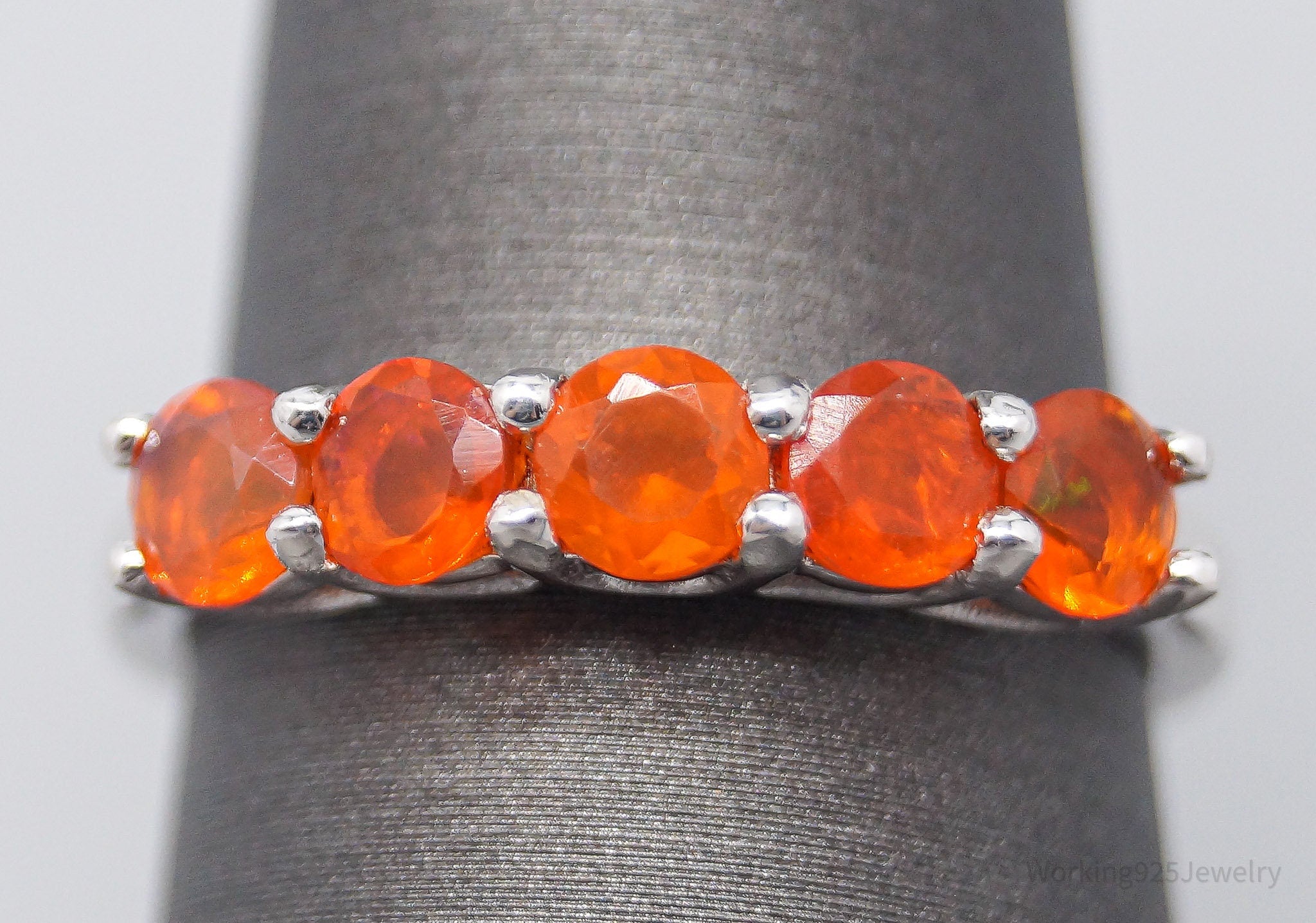 JTV TGGC Orange Fire Opal Sterling Silver Ring - Size 7.75