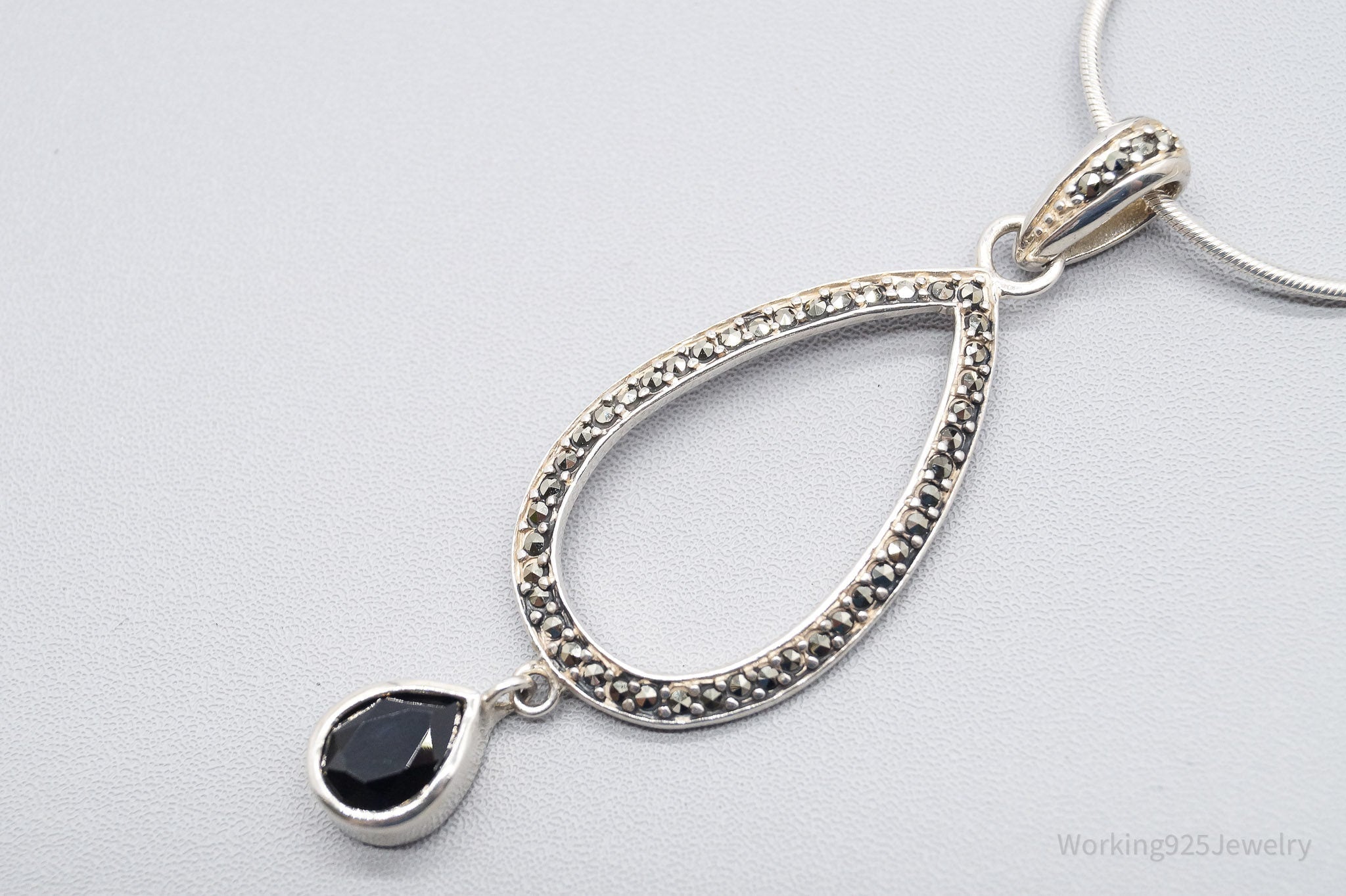 Vintage Marcasite Art Deco Sterling Silver Necklace 18"