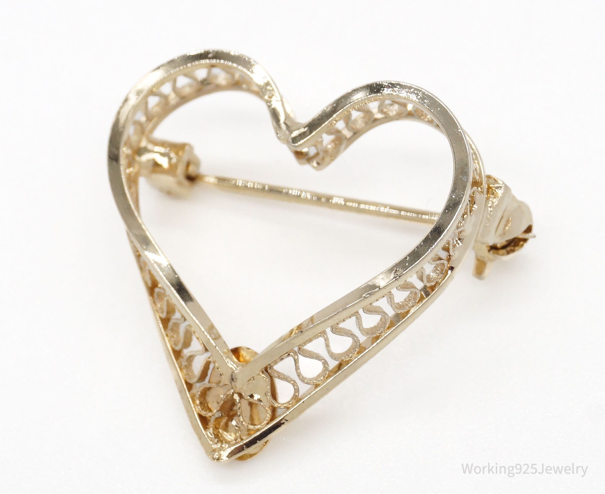 Vintage 12K Gold Filled Heart Brooch Pin