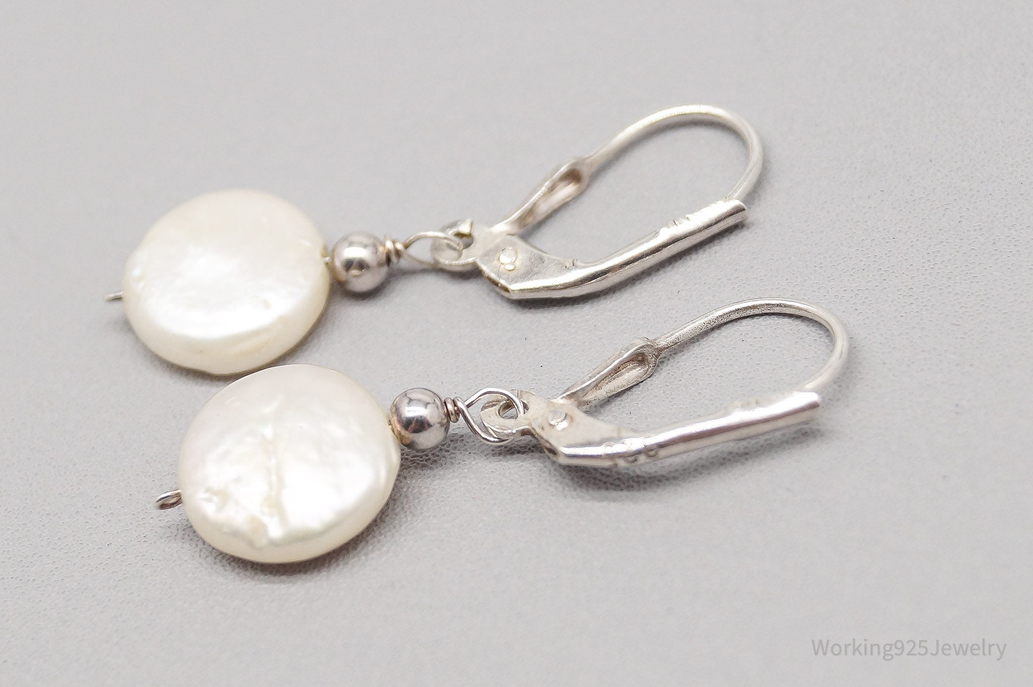 Vintage Coin Pearls Sterling Silver Earrings