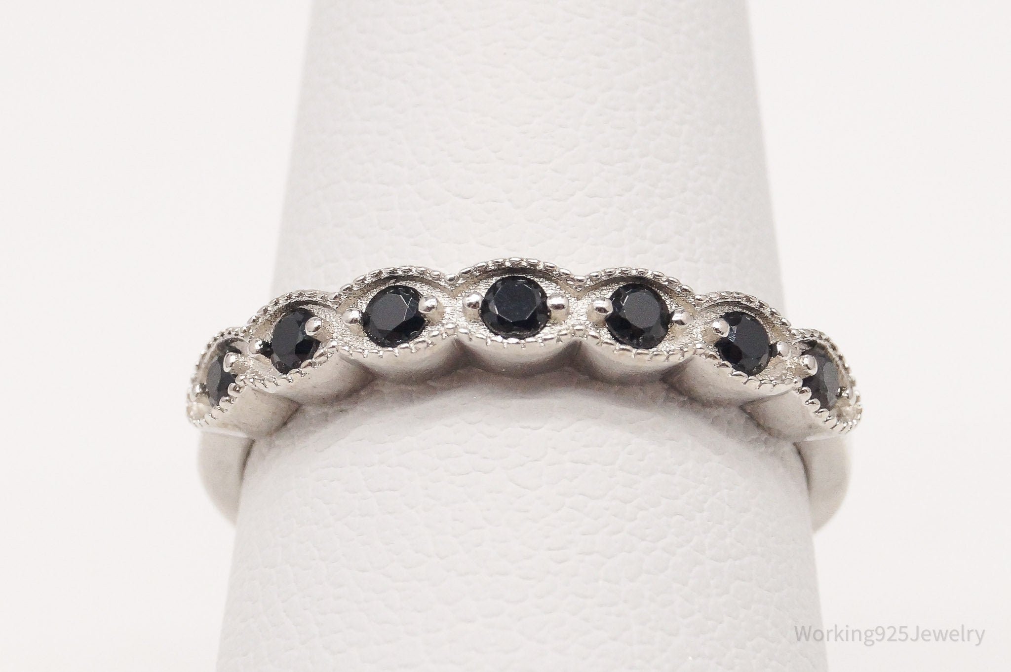 Designer DK Black Spinel Rhodium Over Sterling Silver Ring - Size 7