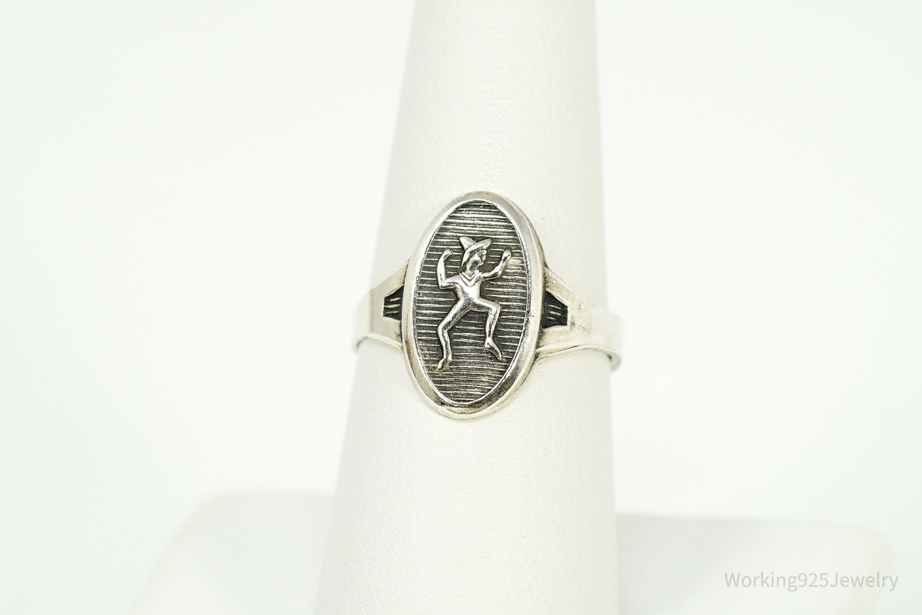 Vintage 1940s Girl Scout Brownie Scouts Sterling Silver Ring - Size 8 Adjustable