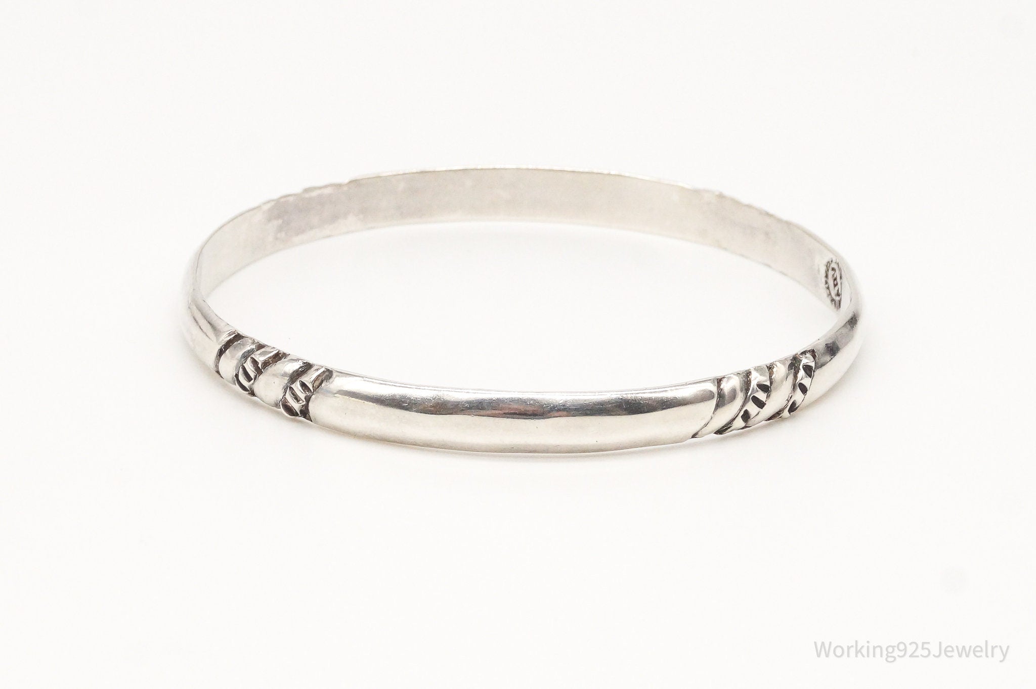 Vintage Mexico Modernist ARV Sterling Silver Bangle Bracelet