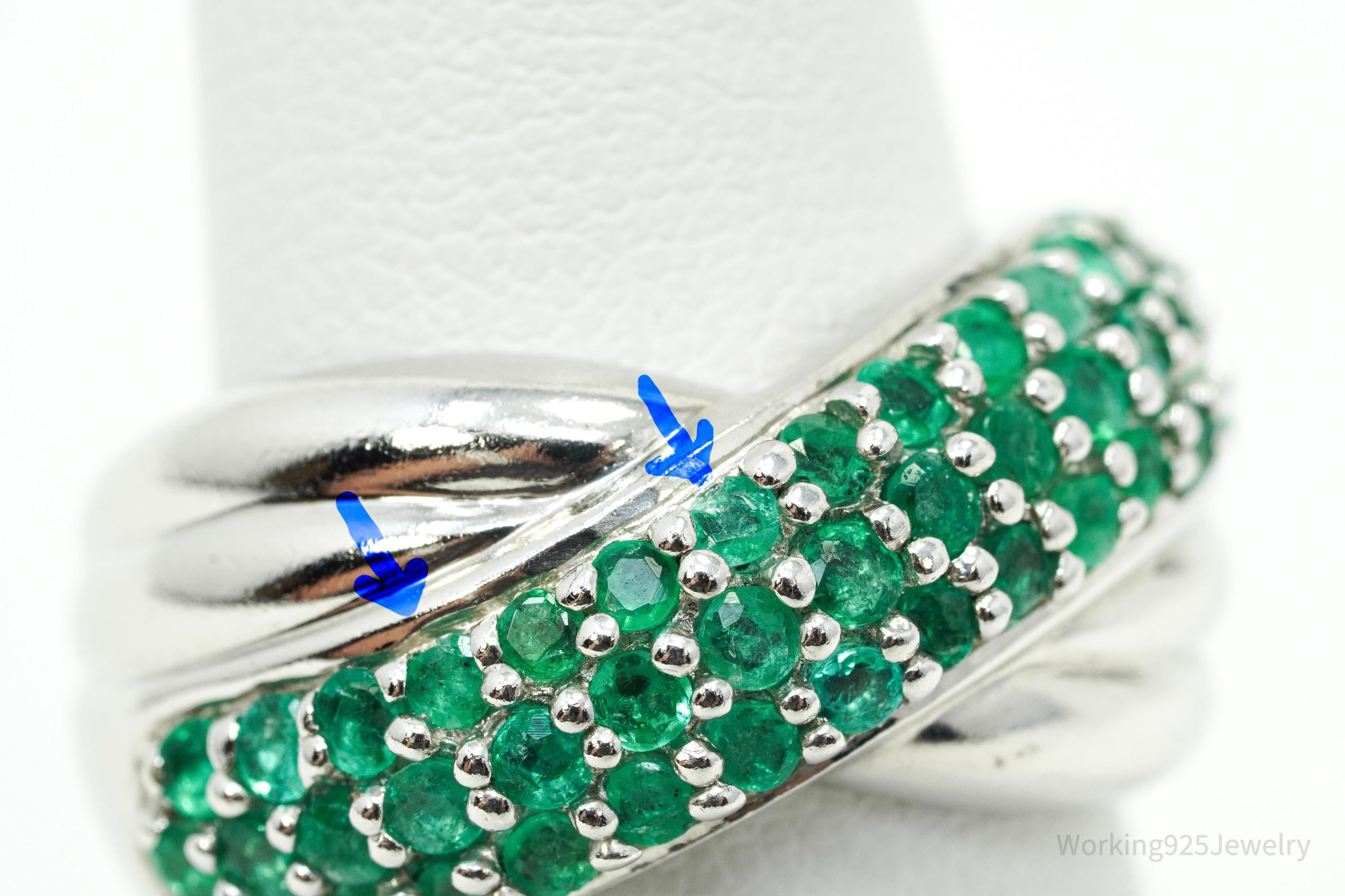 Vintage CNA Emerald Sterling Silver Ring - Size 6