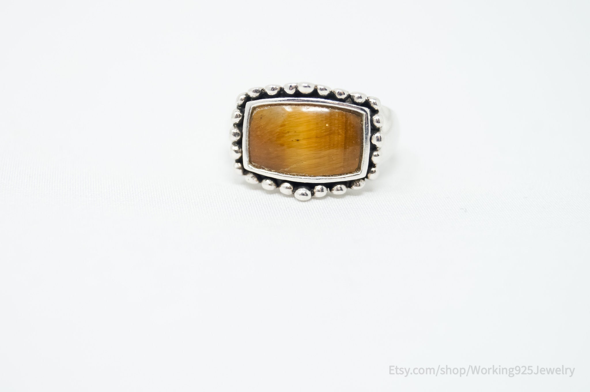 Vintage Tigers Eye Sterling Silver Western Ring - Sz 6.75