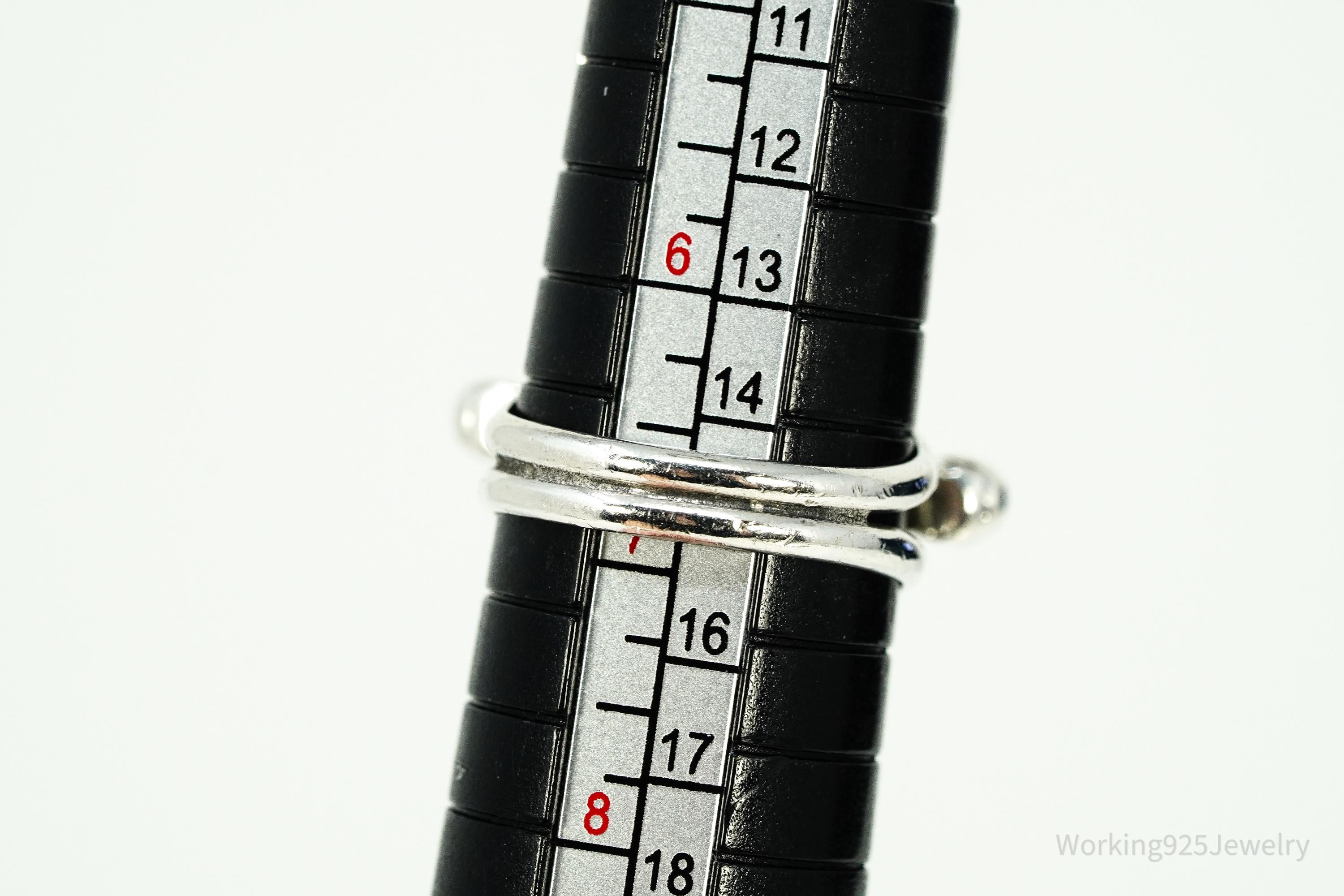 Vintage Handmade Native American Turquoise Silver Ring - Size 6.75