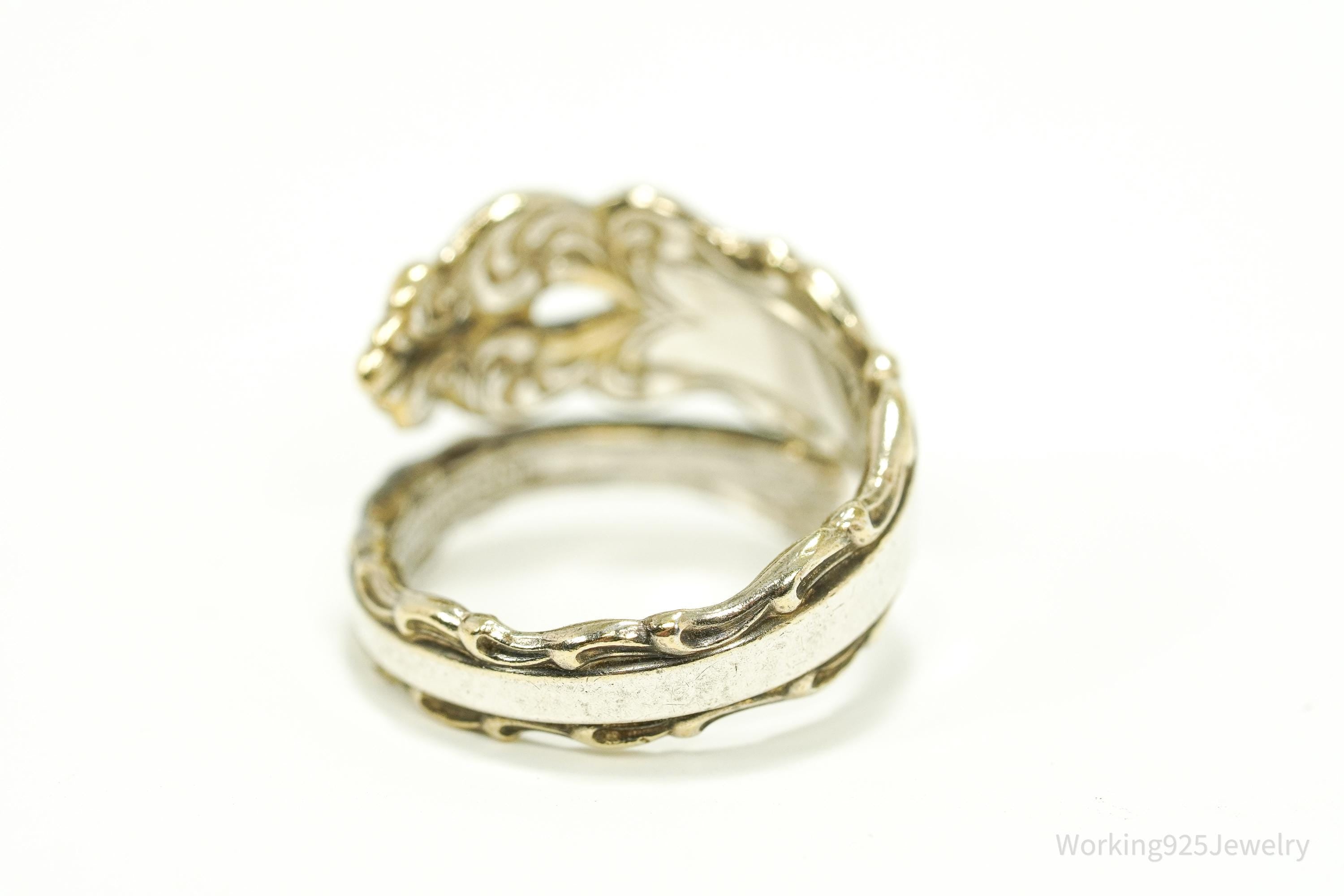 Antique Vintage Gold Vermeil International Sterling Silver Spoon Ring - Size 6