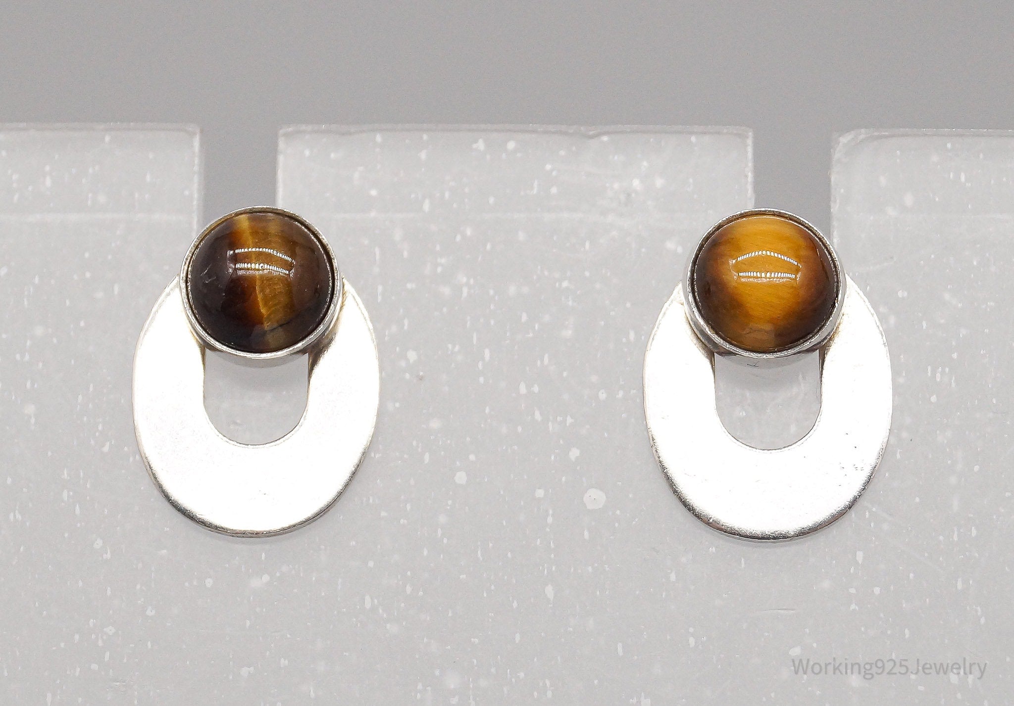 Vintage Tigers Eye Sterling Silver Earrings