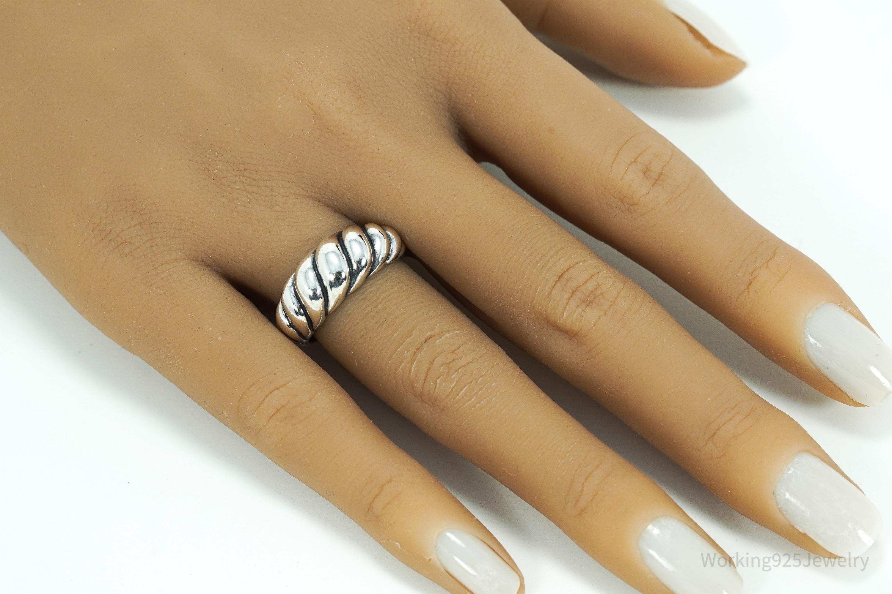 Vintage Native Designer Carolyn Pollack Relios Twist Sterling Silver Ring - Size 7