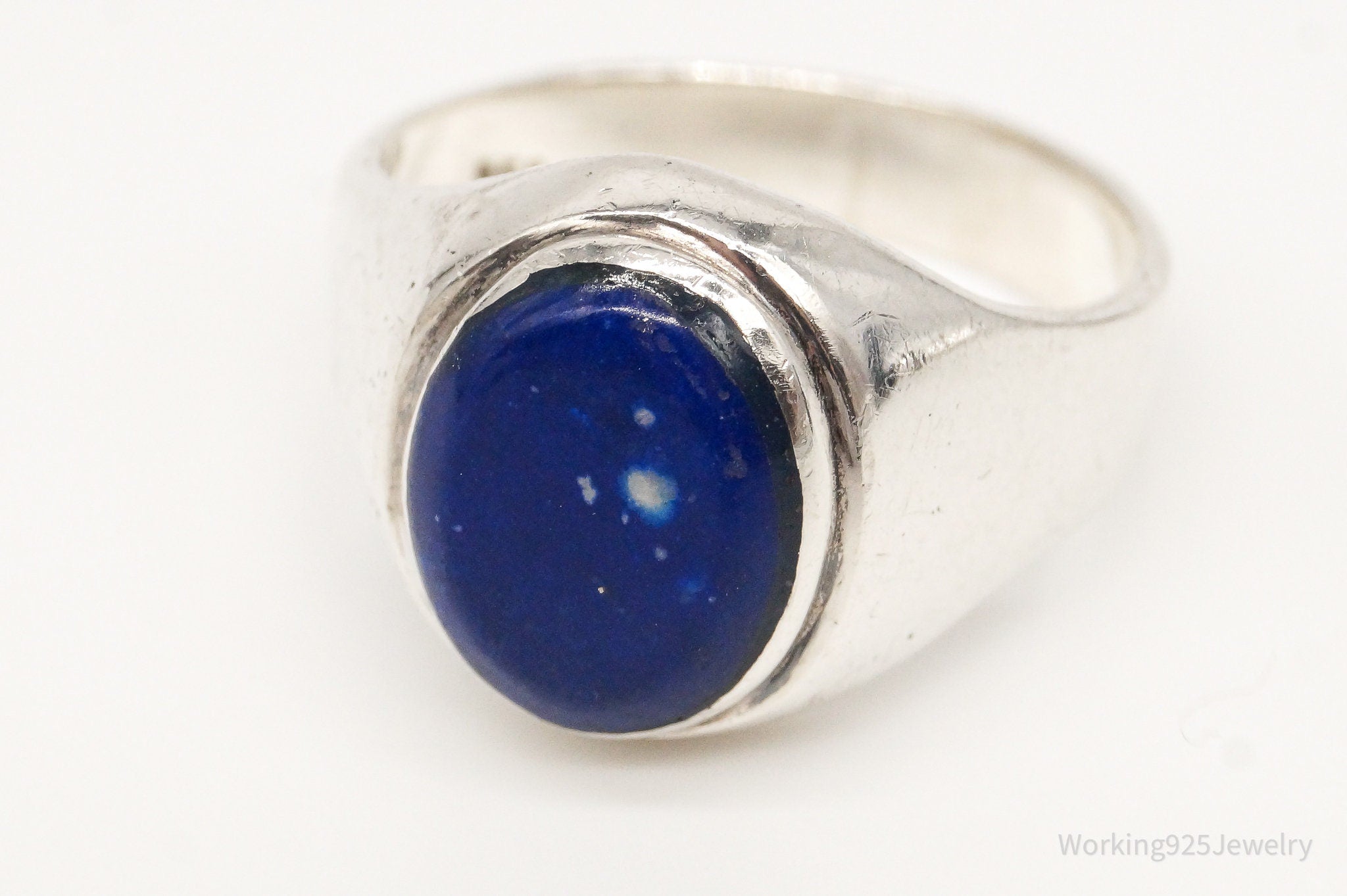 Vintage Mexico Blue Stone 950 Silver Ring - Size 9