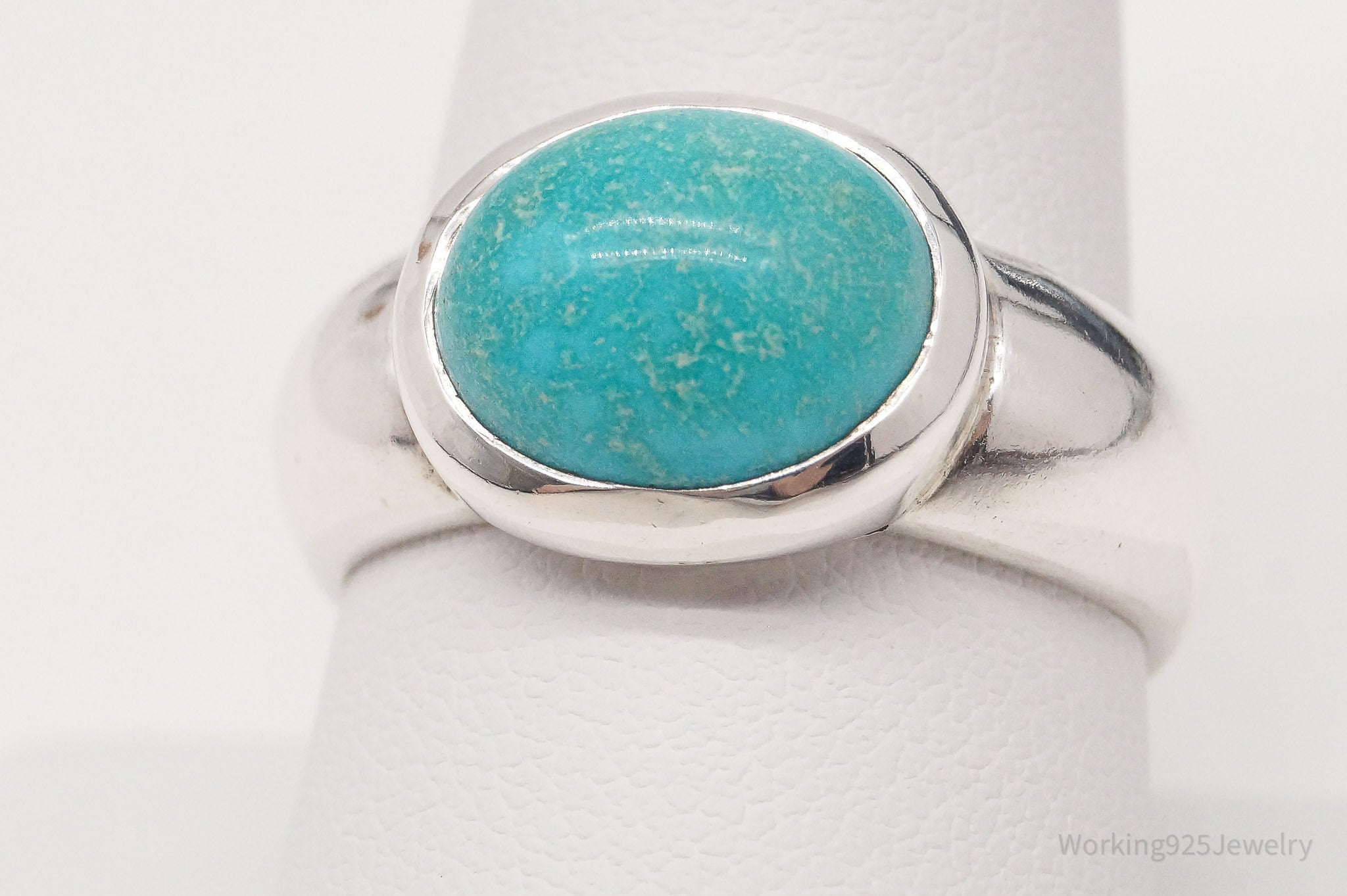 Vintage CNA Aqua Stone Sterling Silver Ring - Size 9.5