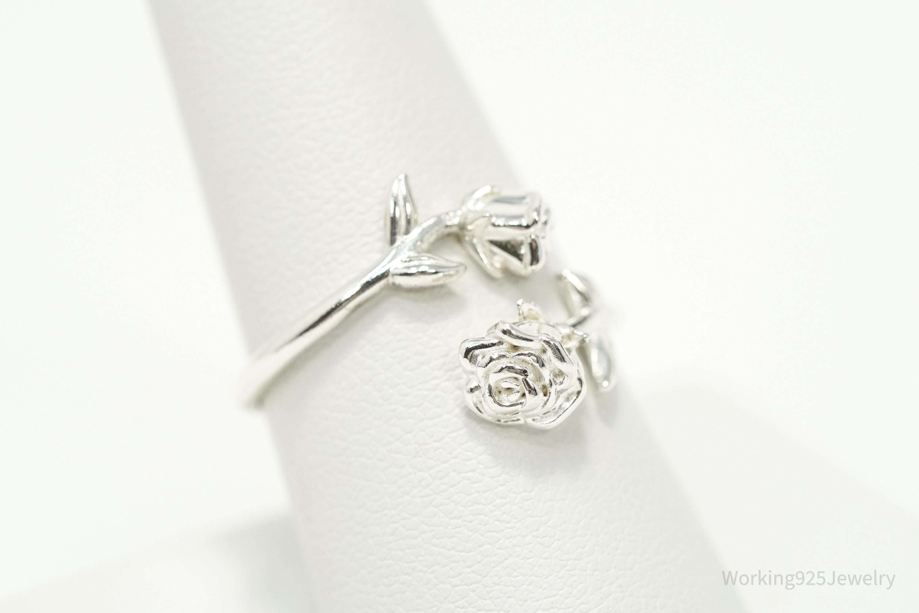 Vintage NVC Wrapping Roses Sterling Silver Ring - Size 10