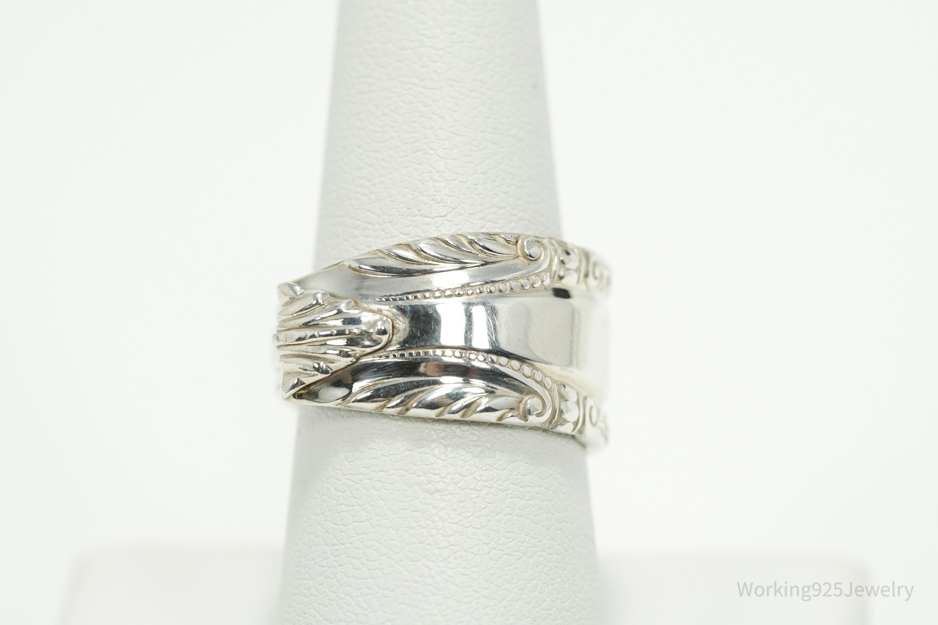 Antique Art Deco Sterling Silver Spoon Ring - Size 8