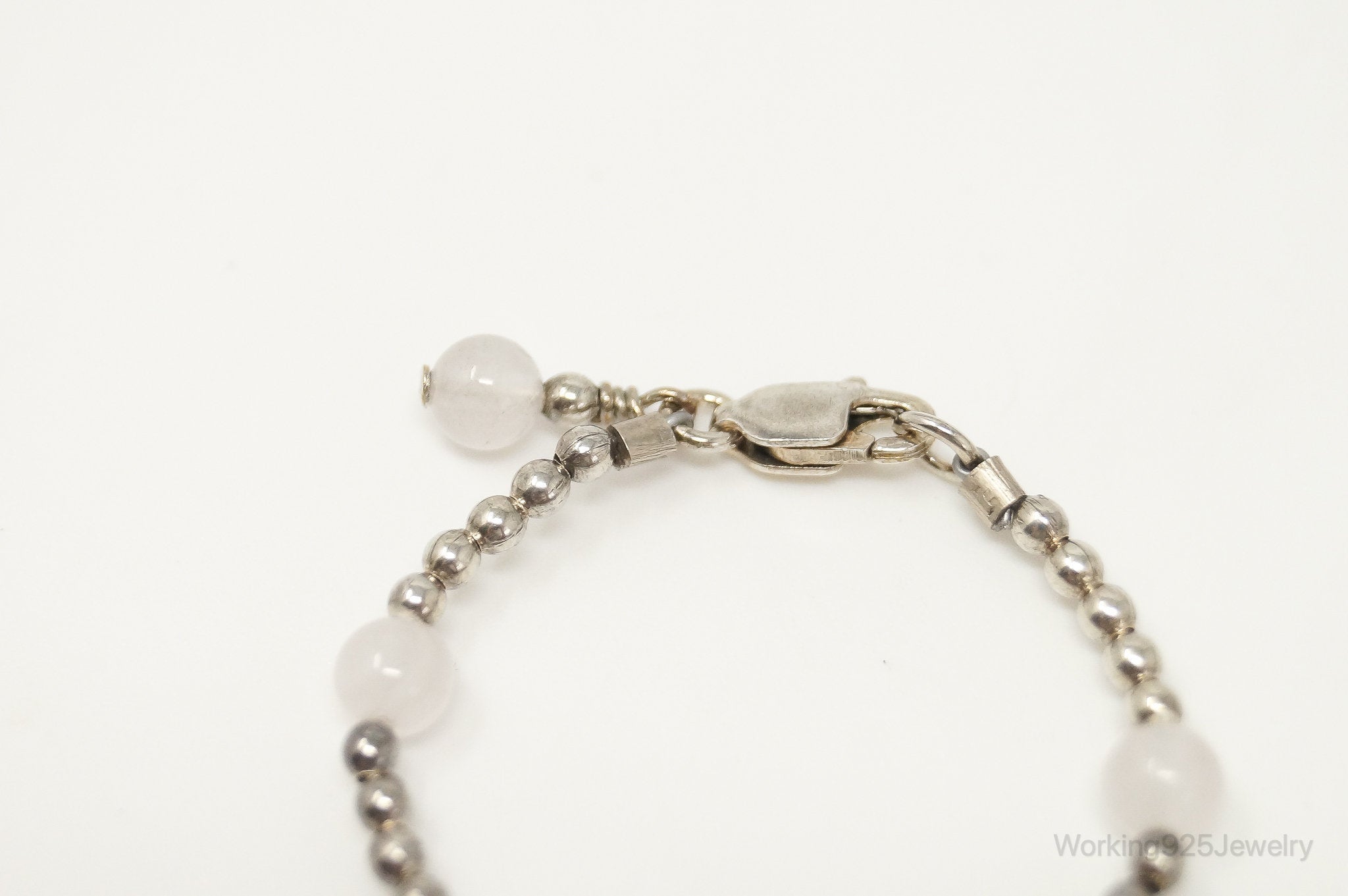 Vintage Quartz Beaded Sterling Silver Kids Bracelet