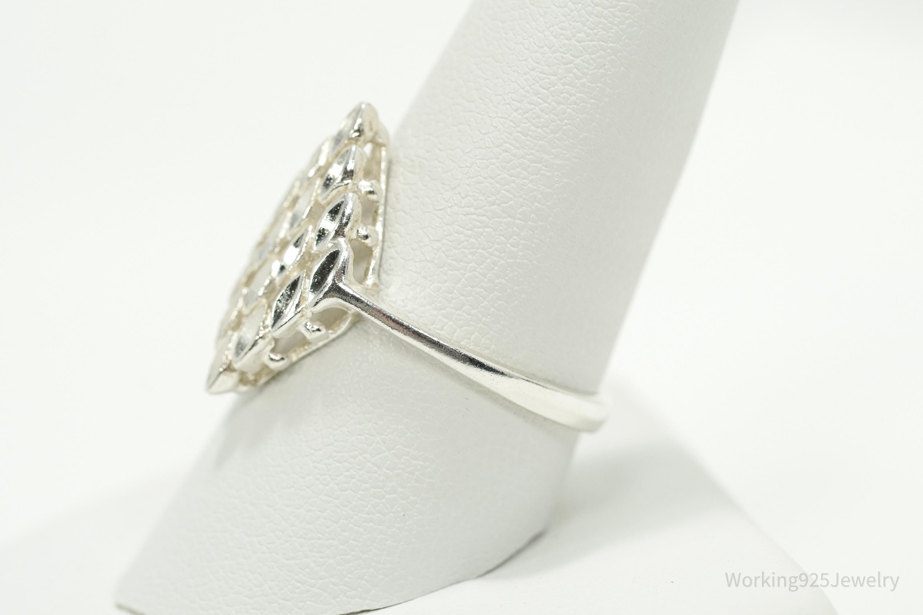 Vintage Diamond Cut Style Sterling Silver Ring - Size 9.25
