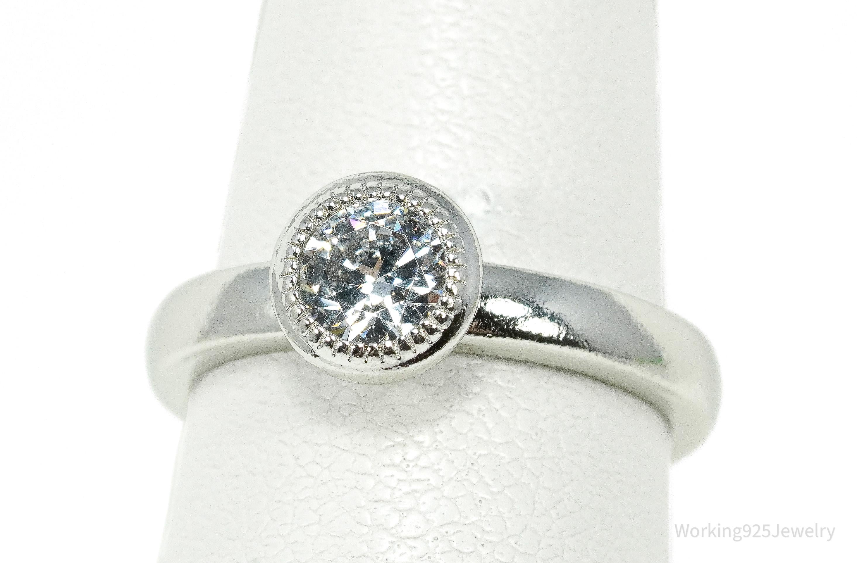 PAJ Cubic Zirconia Rhodium Over Sterling Silver Ring - Size 5
