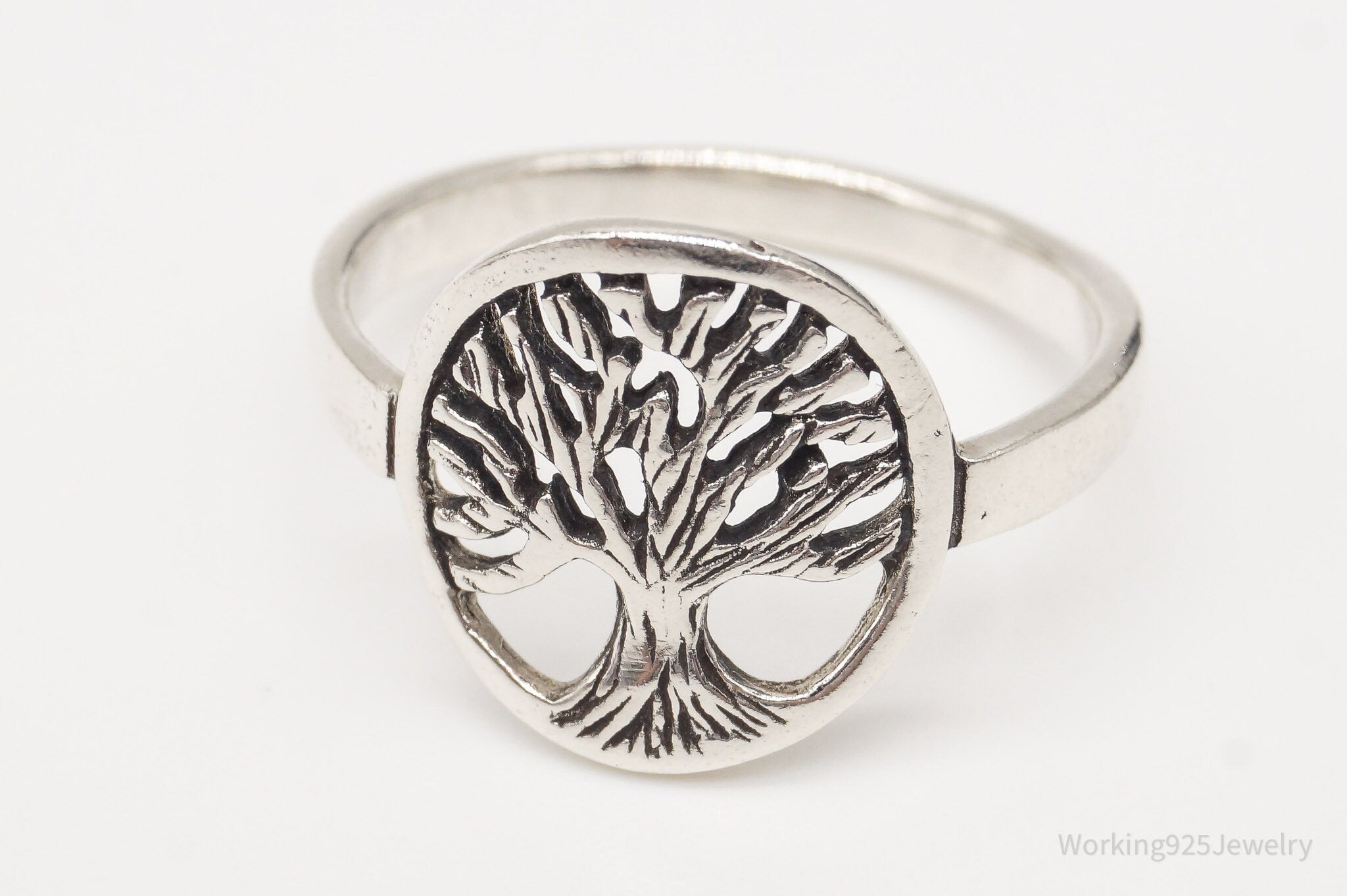 Vintage Tree Of Life Sterling Silver Ring - Size 8