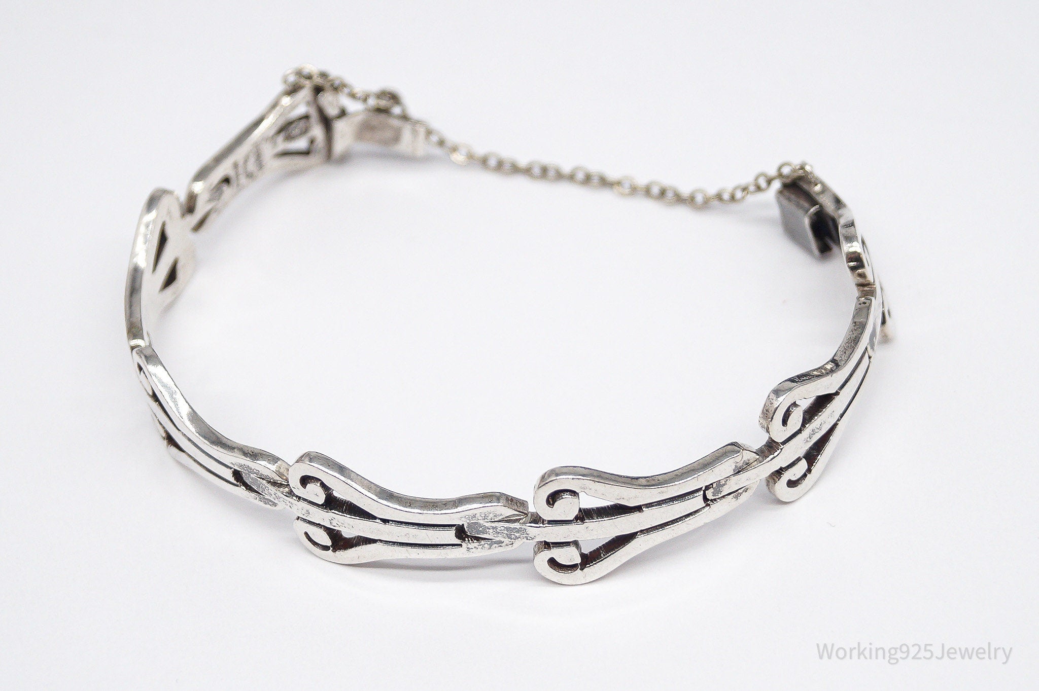 Vintage Mexico Modernist Jacobo Sterling Silver Bracelet - 7"