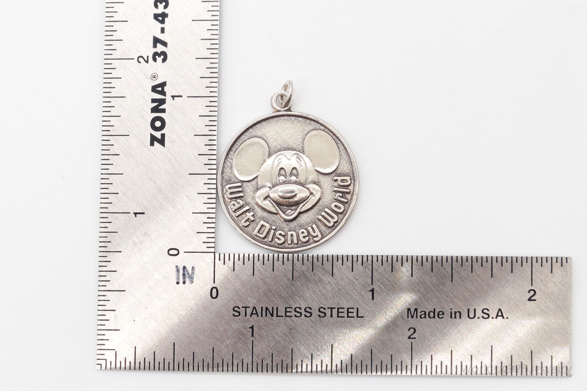 Large Vintage Walt Disney World Mickey Mouse Sterling Silver Pendant