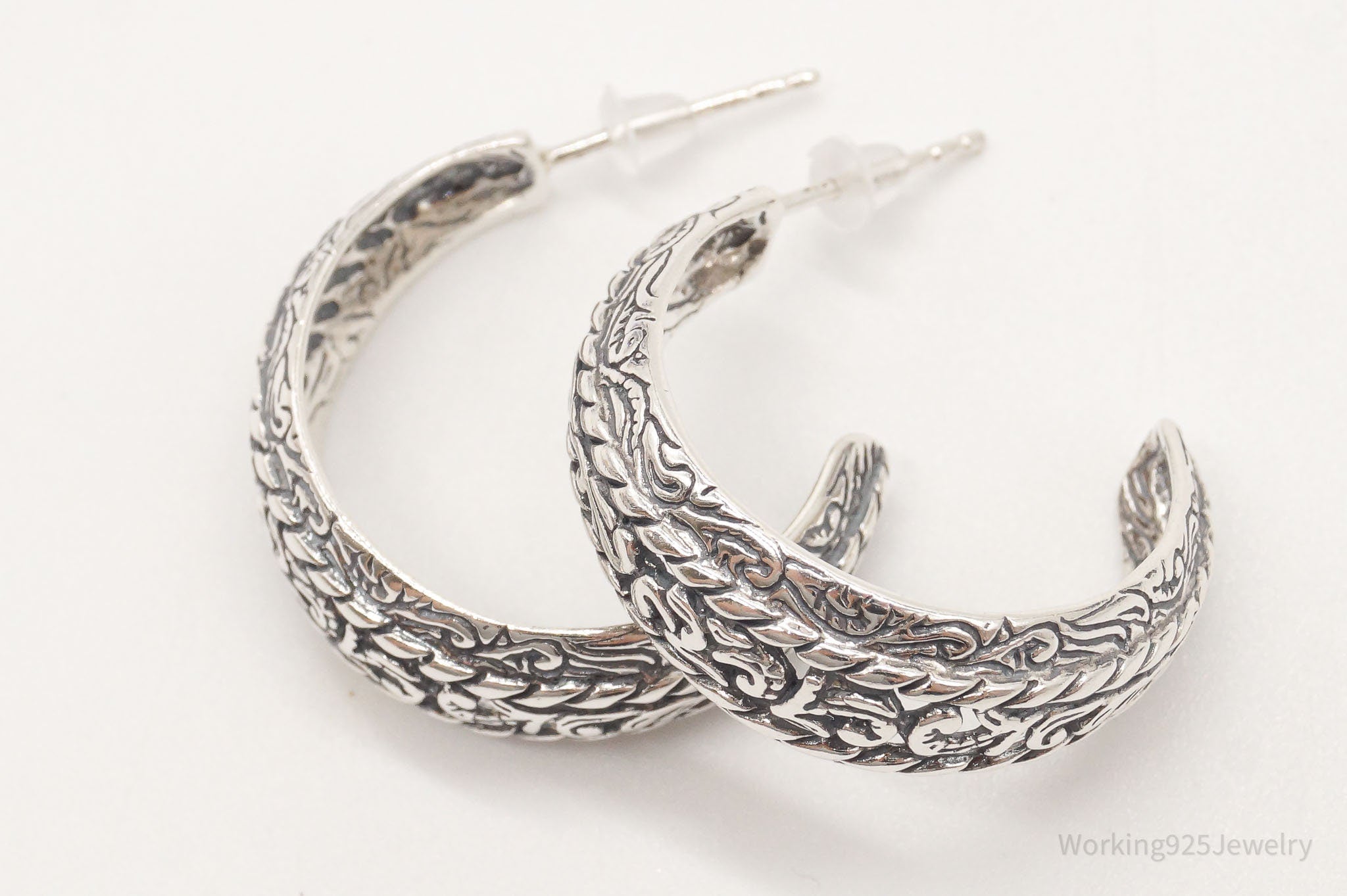 Western Designer Carolyn Pollack Sterling Silver Hoop Earrings