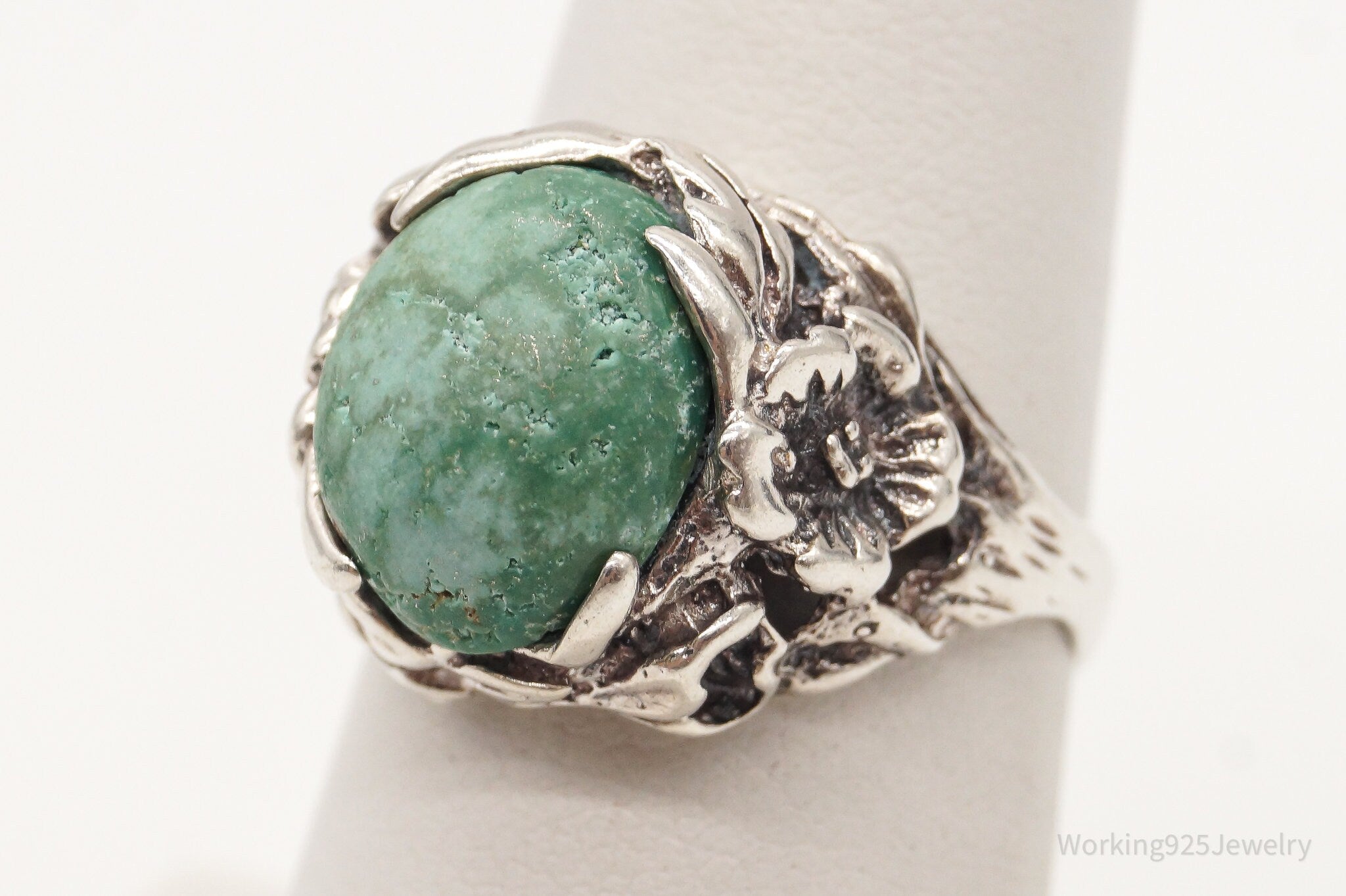 Vintage Turquoise Southwestern Sterling Silver Ring - Size 6.5