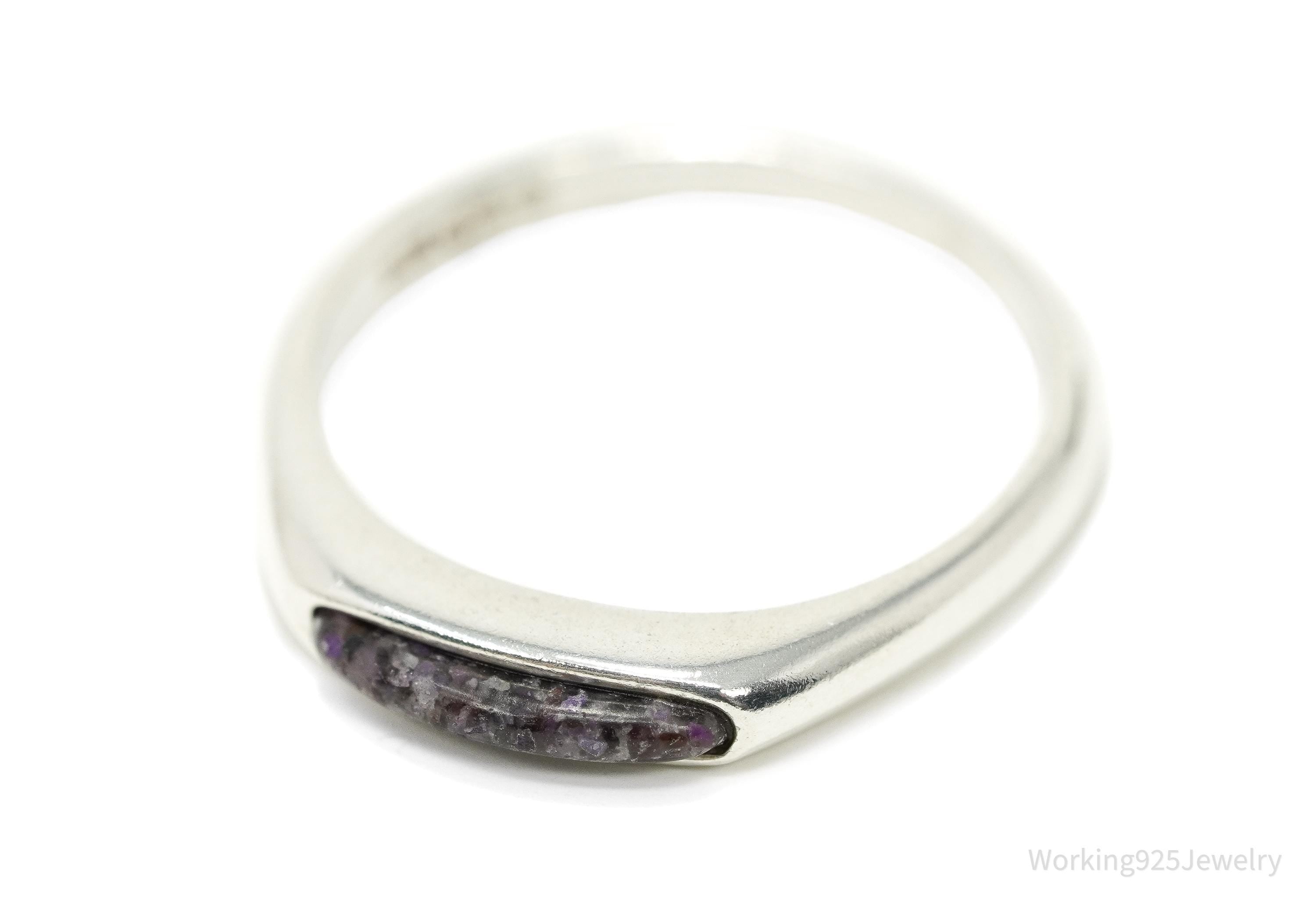 Vintage Native Designer Carolyn Pollack Crushed Amethyst Sterling Silver Ring - Size 9.25