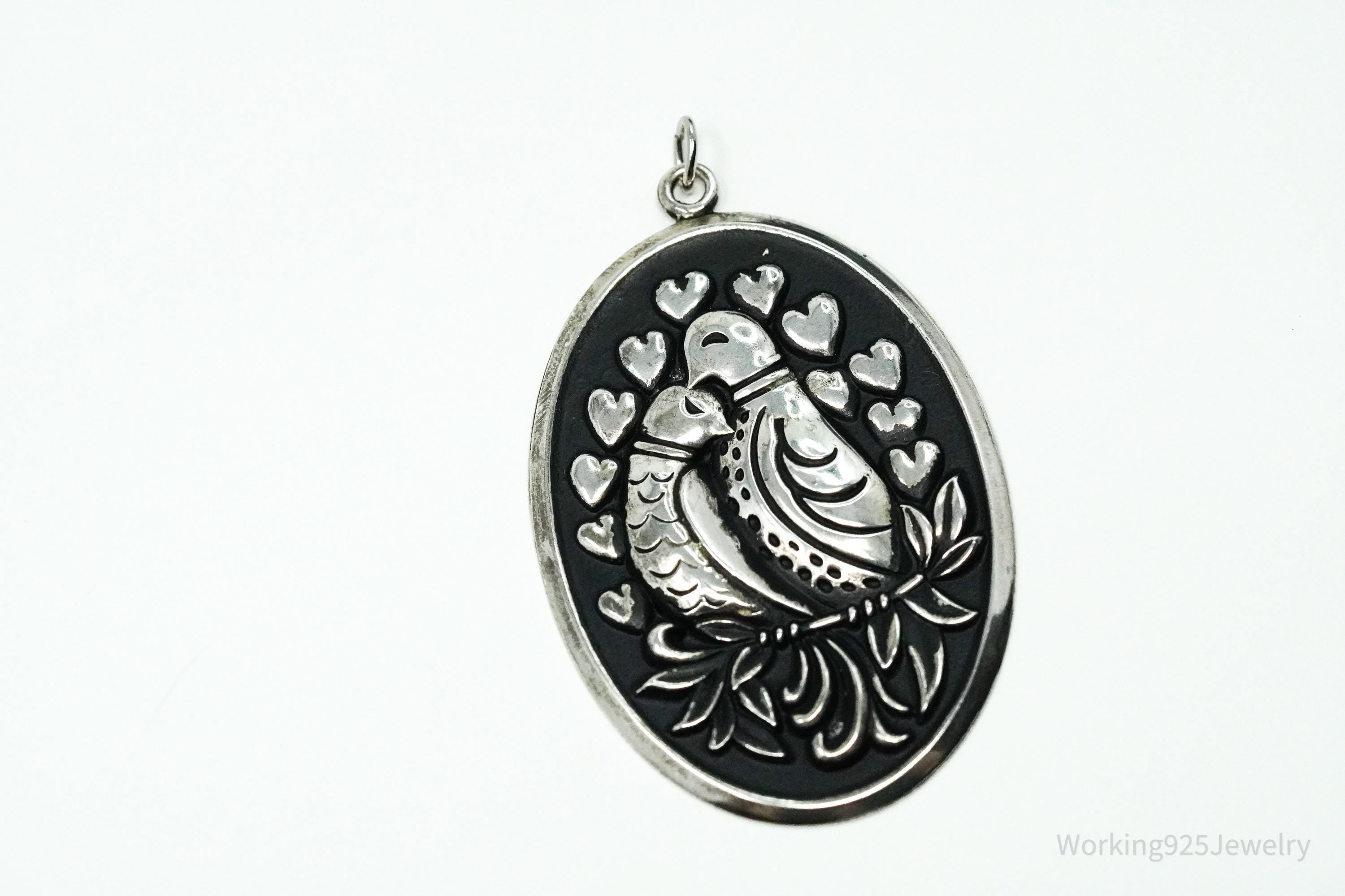 Vintage Large Puffy Birds International Sterling Silver Tree Ornament Pendant