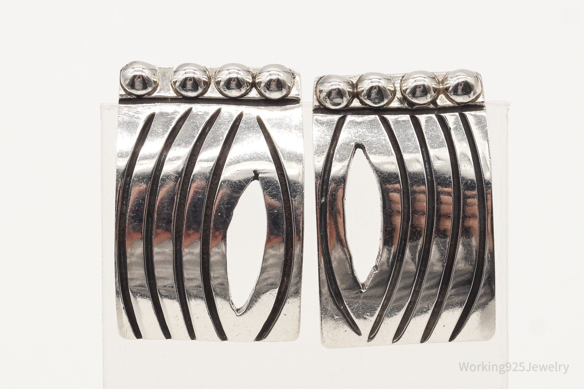 RARE Vintage Mexico Modernist Melesio Villarreal Sterling Silver Earrings