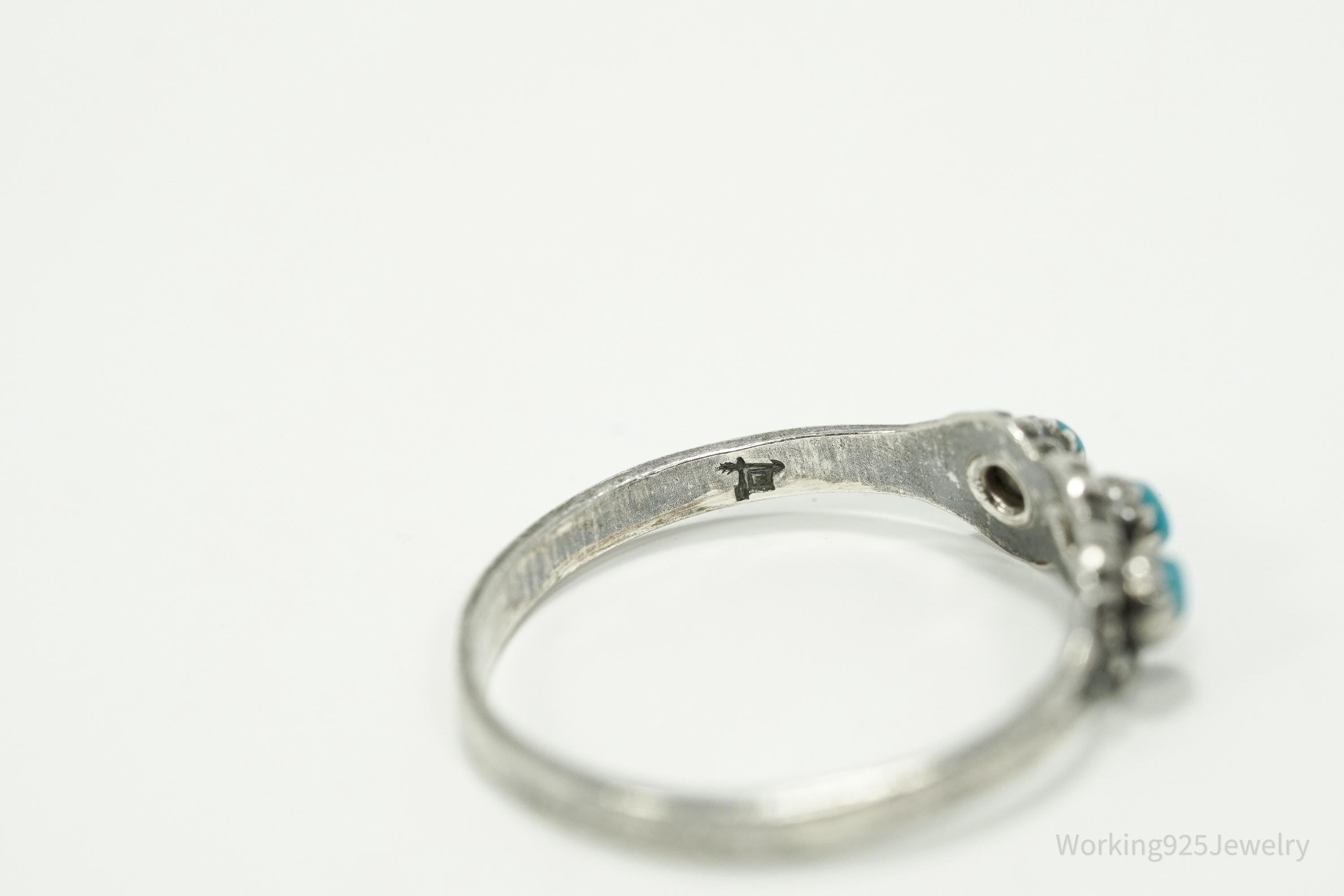 Vintage Native Bell Trading Post Turquoise Sterling Silver Ring - Size 6.5