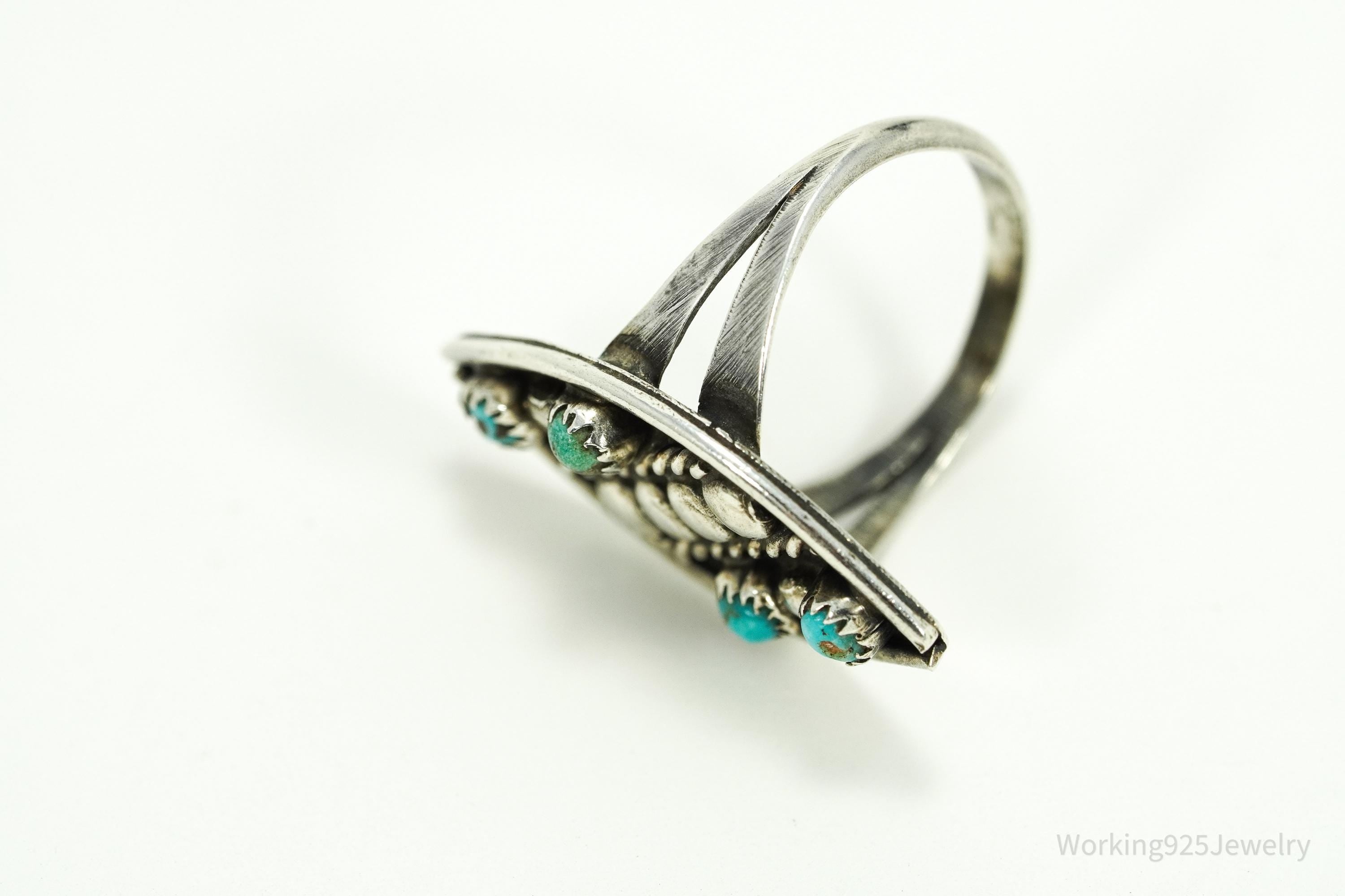 Vintage Native American Turquoise Silver Ring - Size 6.25