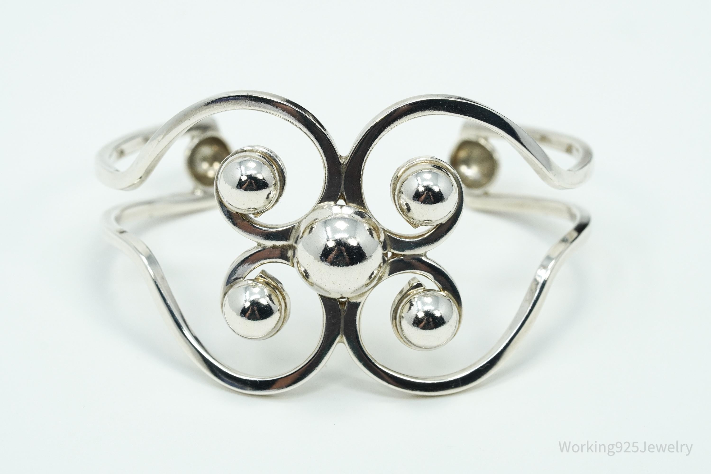 Vintage Mexico Modernist Sterling Silver Bracelet - 6 5/8"
