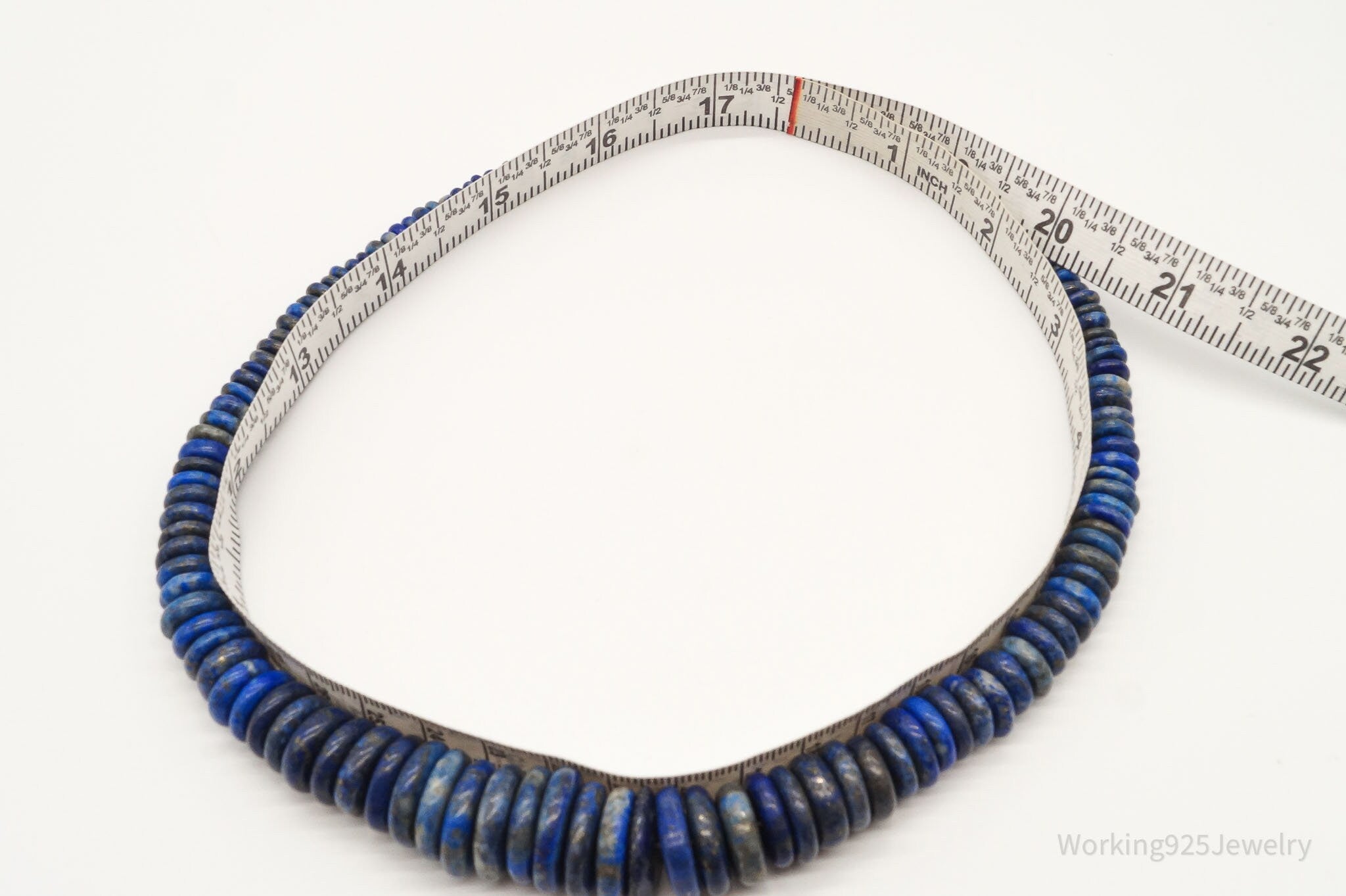 Vintage Southwestern Lapis Lazuli Bead Sterling Silver Necklace