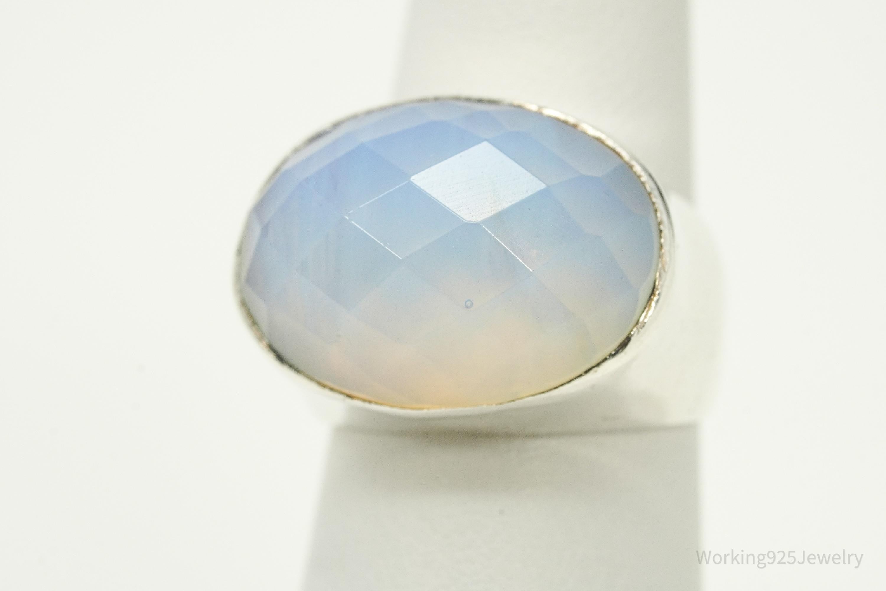 Vintage Large Opalite Sterling Silver Ring - Size 6.25