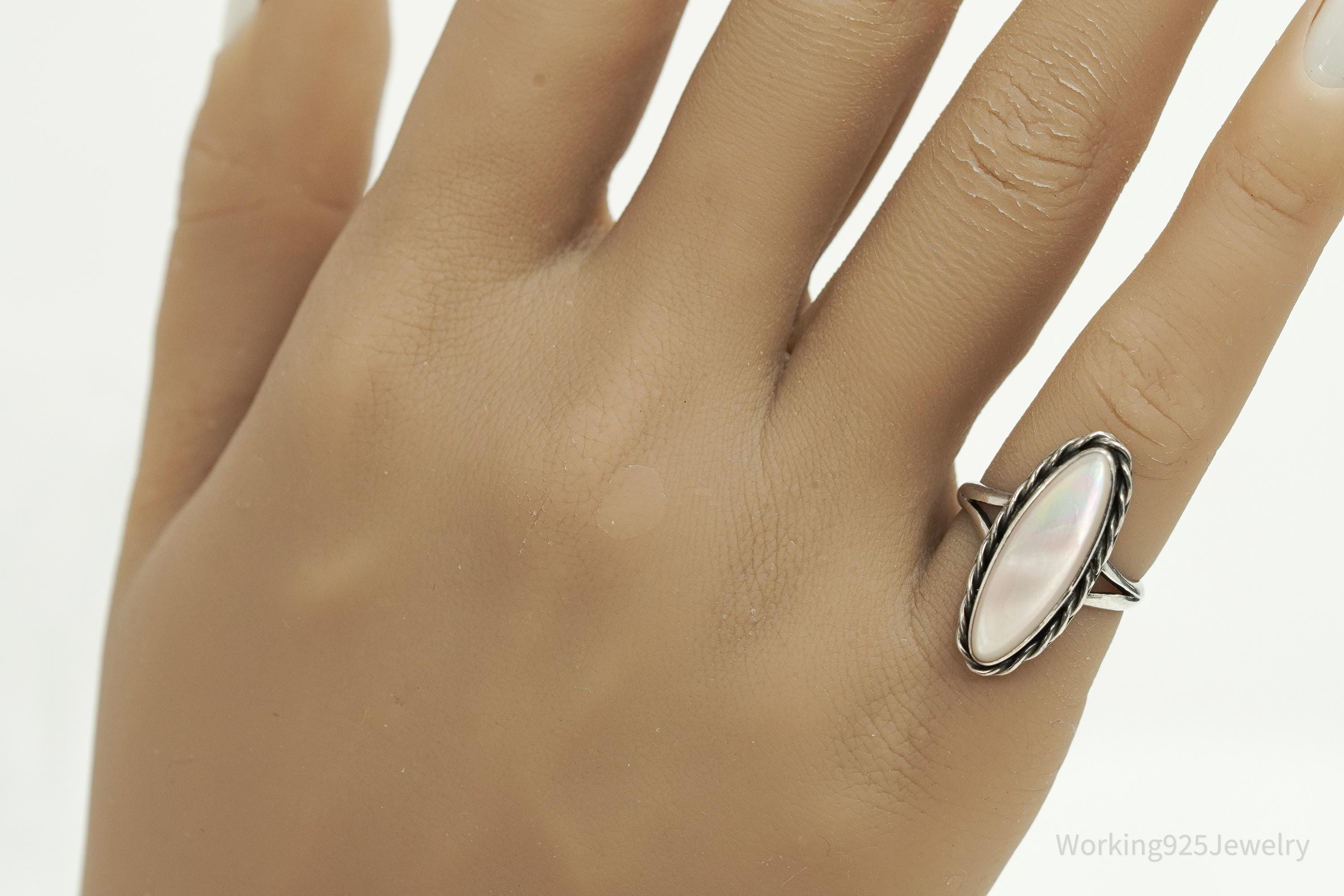 Vintage Native American Pink Mother Of Pearl Sterling Silver Ring Size 5