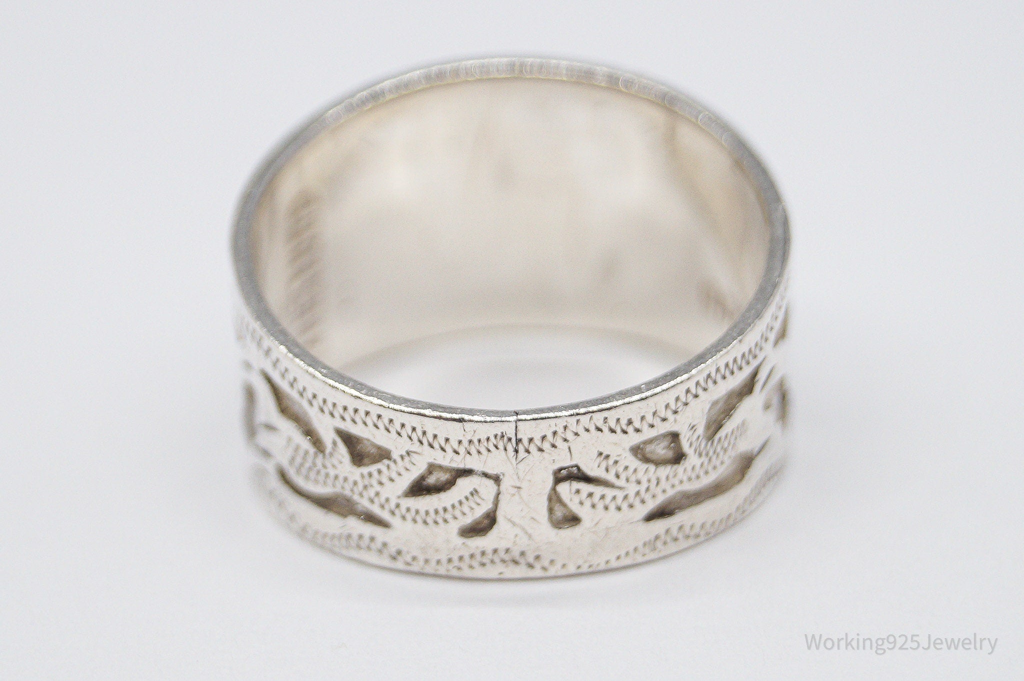 Vintage Guatemala 900 Silver Band Ring Size 9