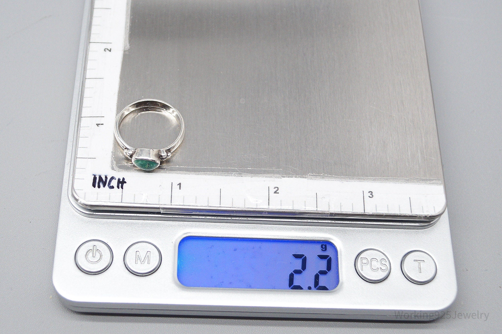 Vintage Handmade Native American Turquoise Sterling Silver Ring - Size 5.75