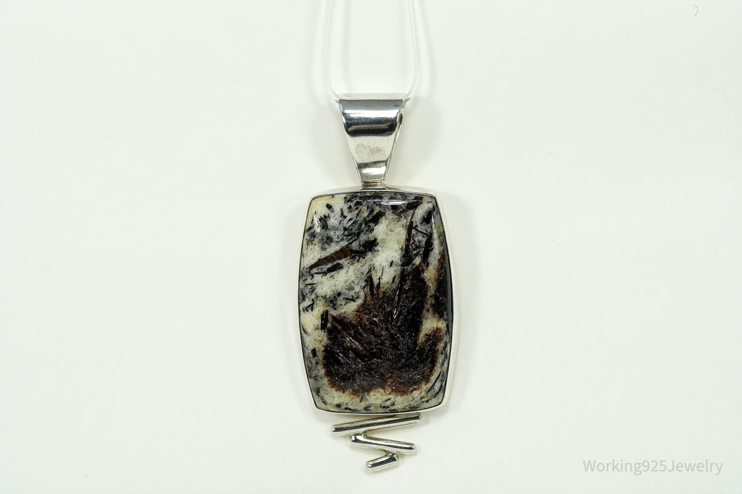 Vintage Large Desert Rose Trading Astrophyllite Sterling Silver Pendant 2 3/8"