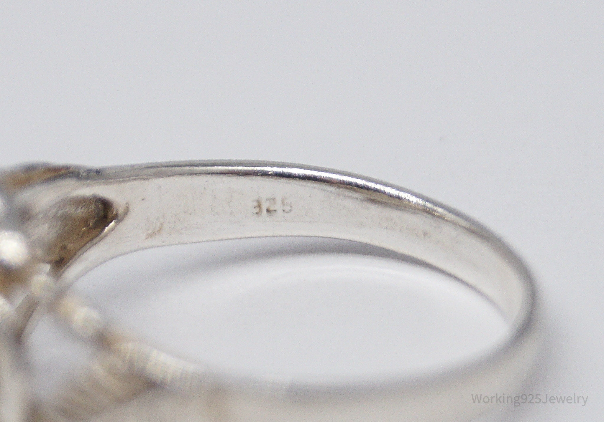 Vintage Rose Flower Sterling Silver Ring - Size 7.75